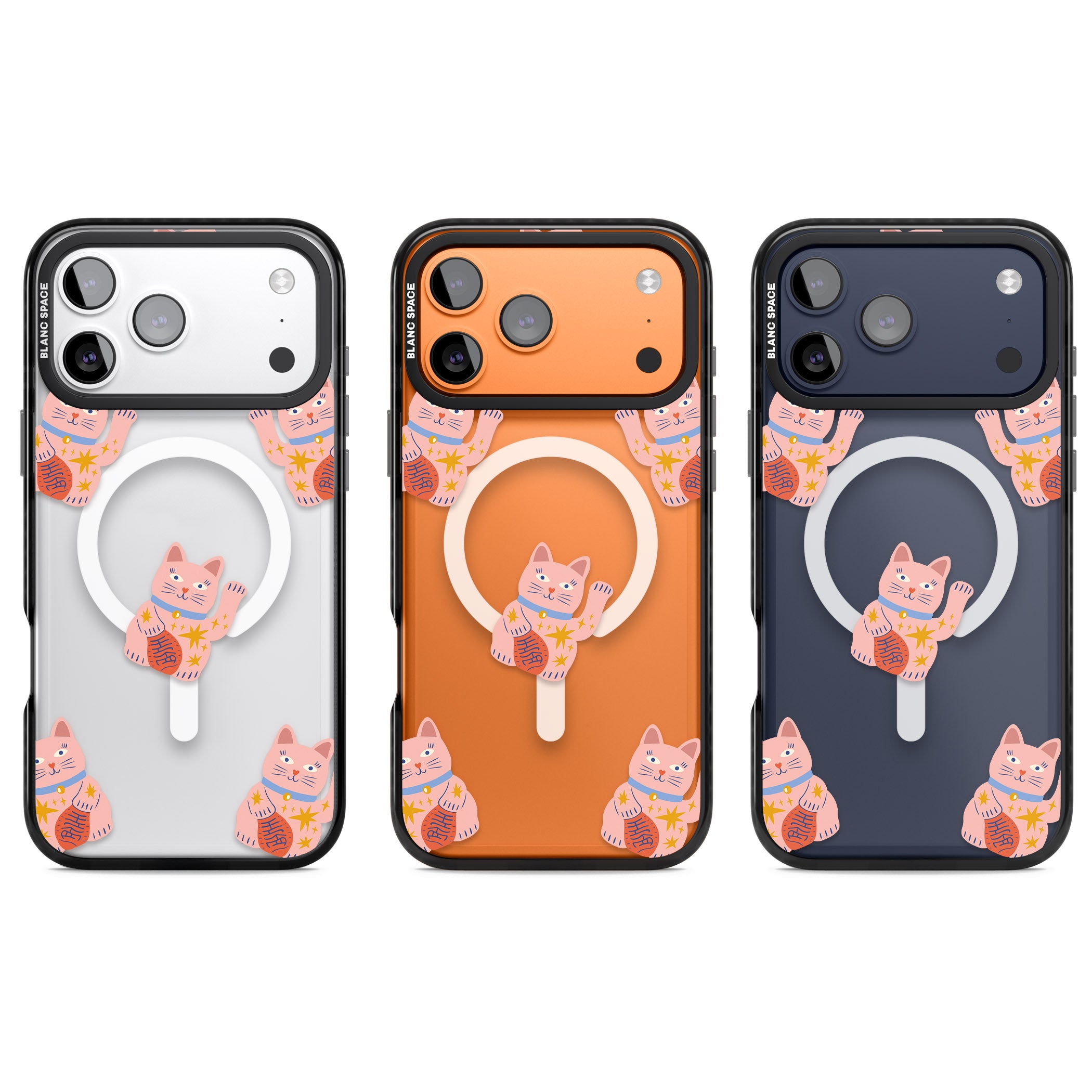 Waving Cat Pattern iPhone 17 Pro Impact Pro Black Phone Case APT Impact Protection