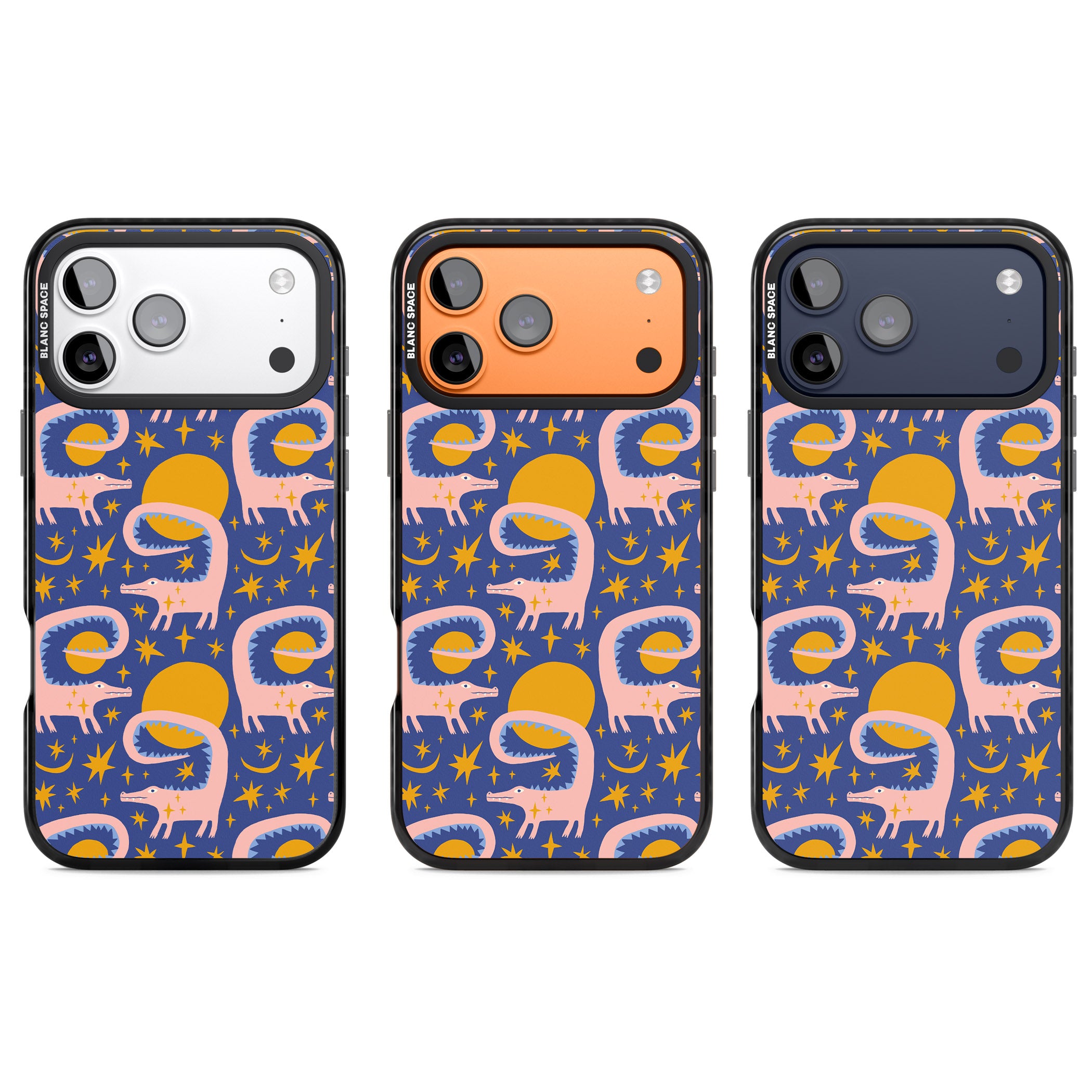 Sun Croc Pattern iPhone 17 Pro Impact Pro Black Phone Case APT Impact Protection