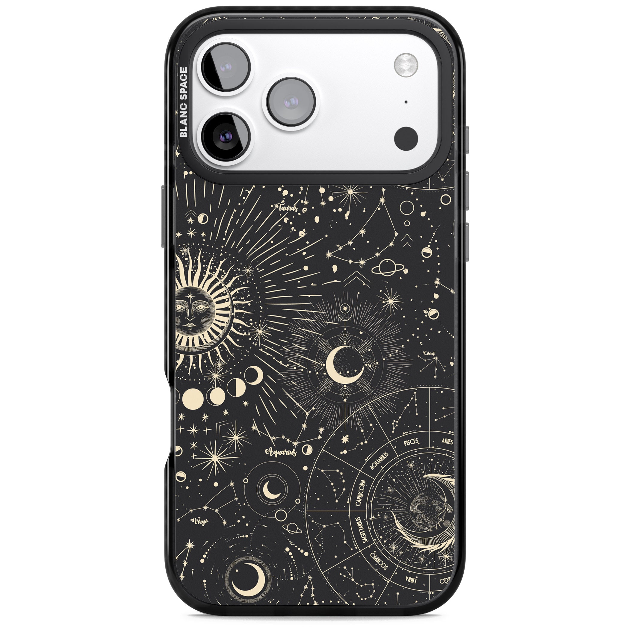 Suns & Zodiac Celestial Chart iPhone 17 Pro Impact Pro Black Phone Case