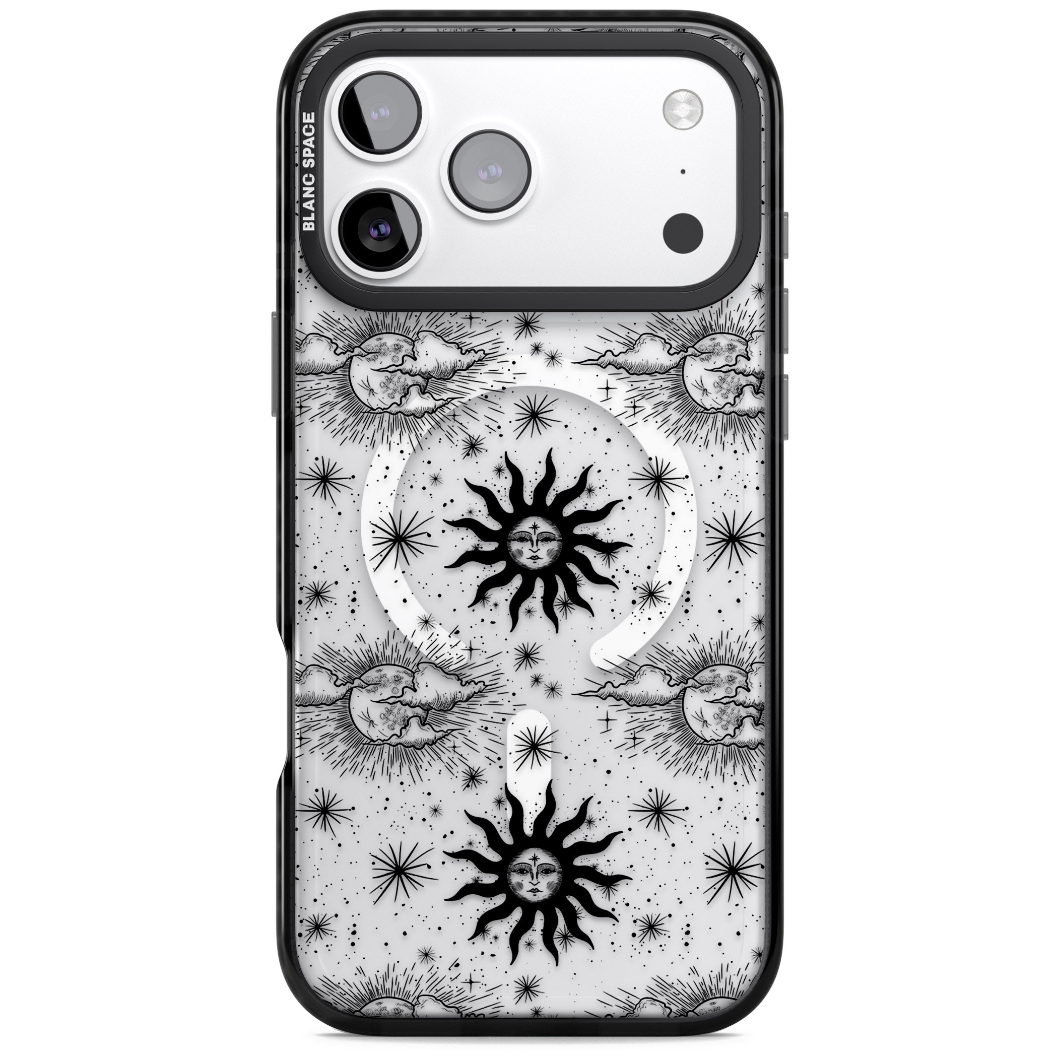 Vintage Sun & Moon iPhone 17 Pro Impact Pro Black Phone Case