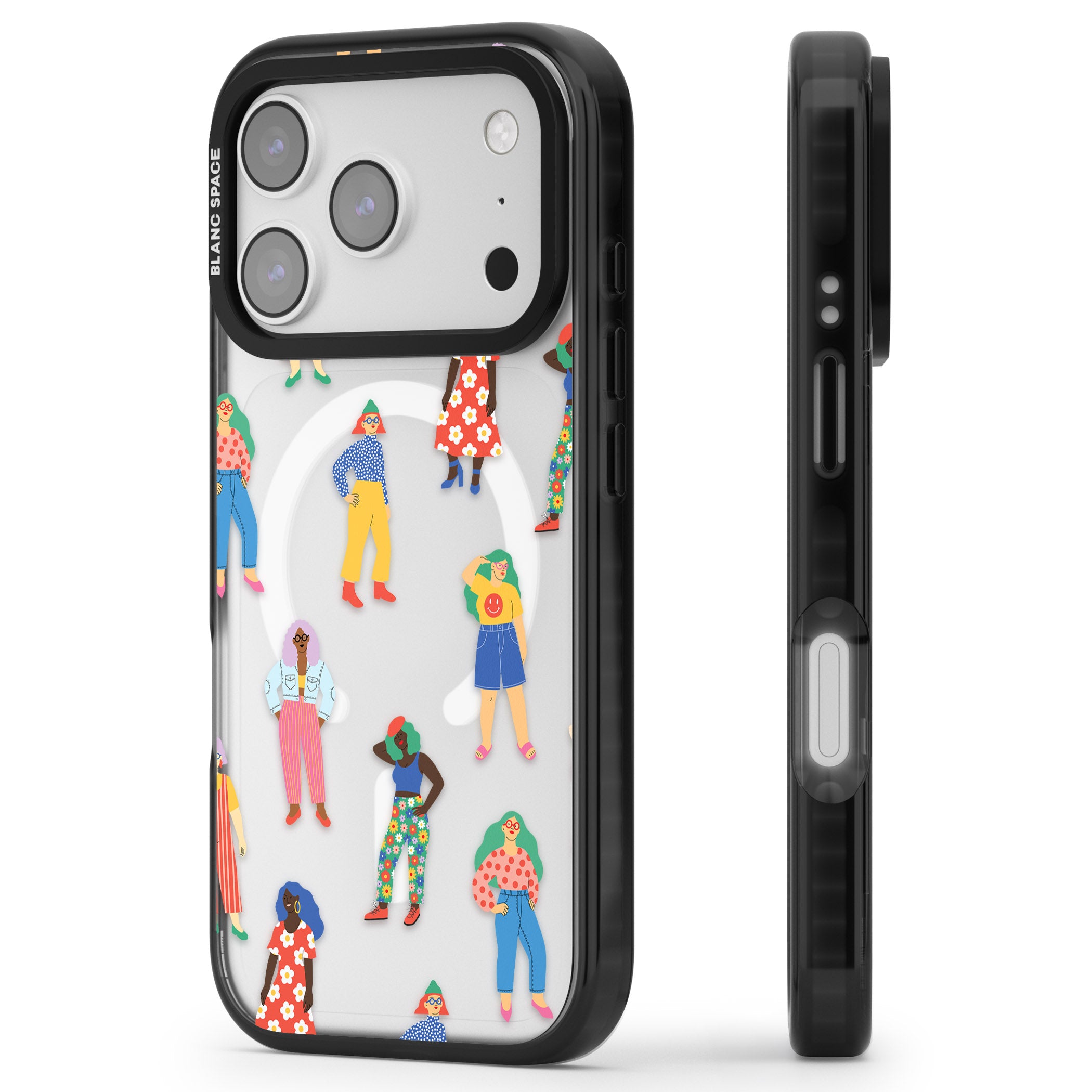Girls Pattern iPhone 17 Pro Impact Pro Black Phone Case Side Profile