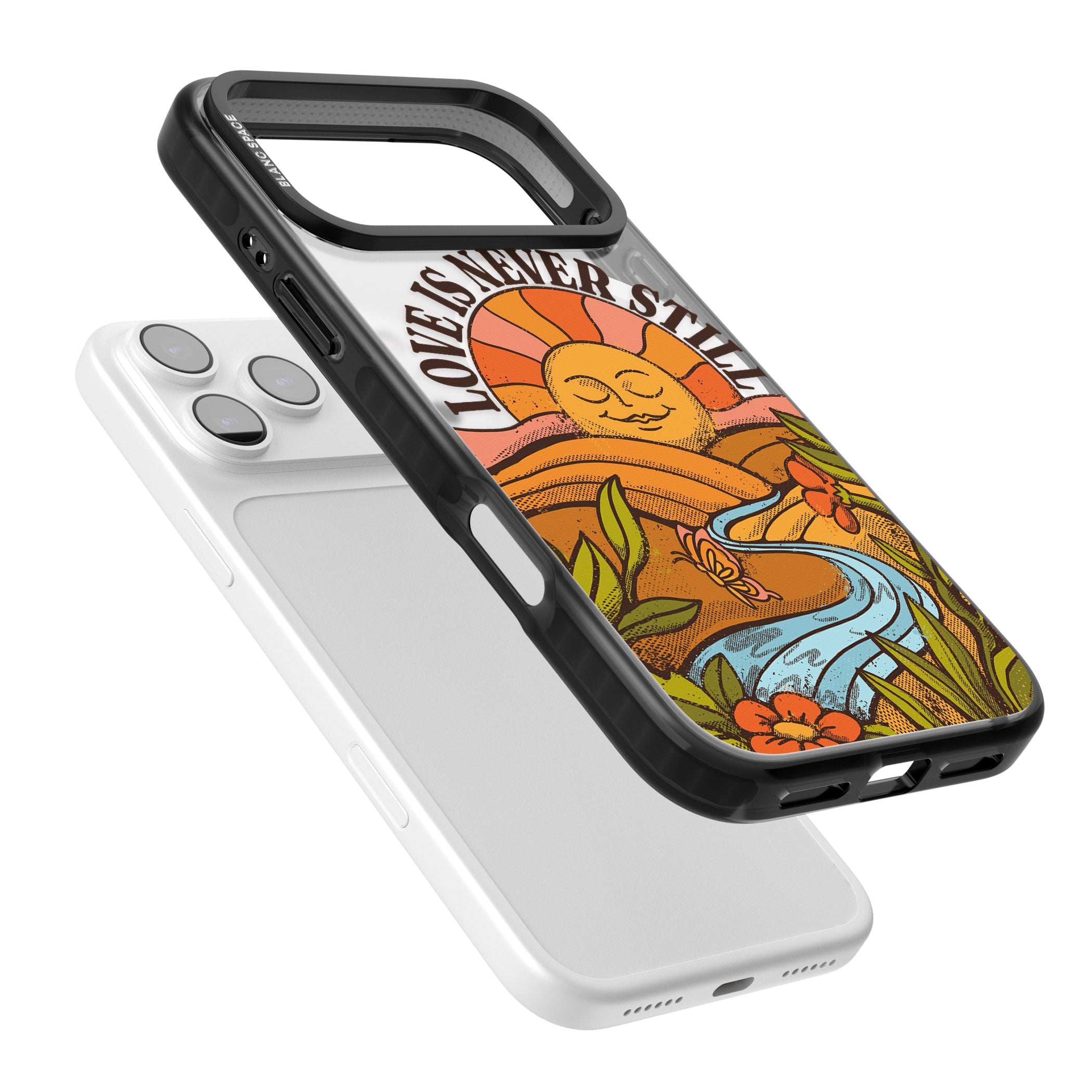 Love Is Never Still iPhone 17 Pro Impact Pro Black Phone Case Colours