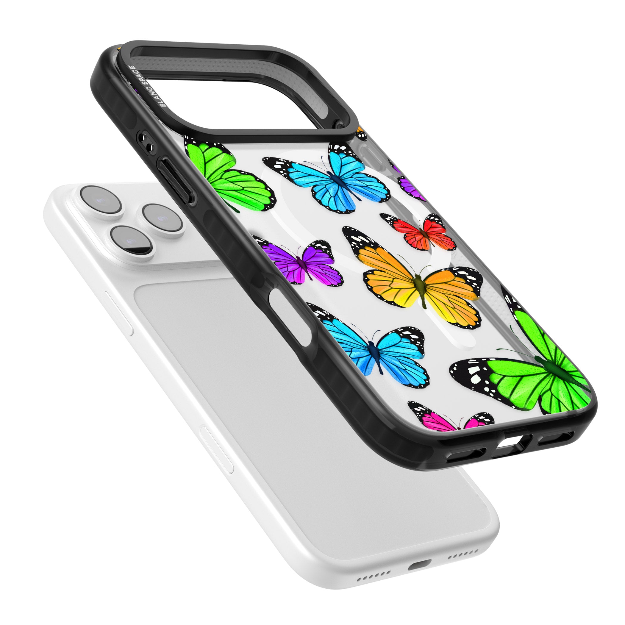 Vibrant Butterflies iPhone 17 Pro Impact Pro Black Phone Case Colours