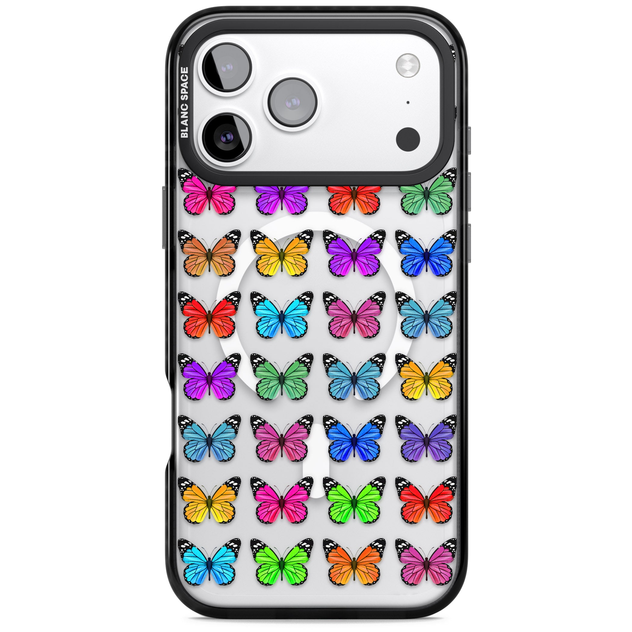 Colourful Butterfly Pattern iPhone 17 Pro Impact Pro Black Phone Case
