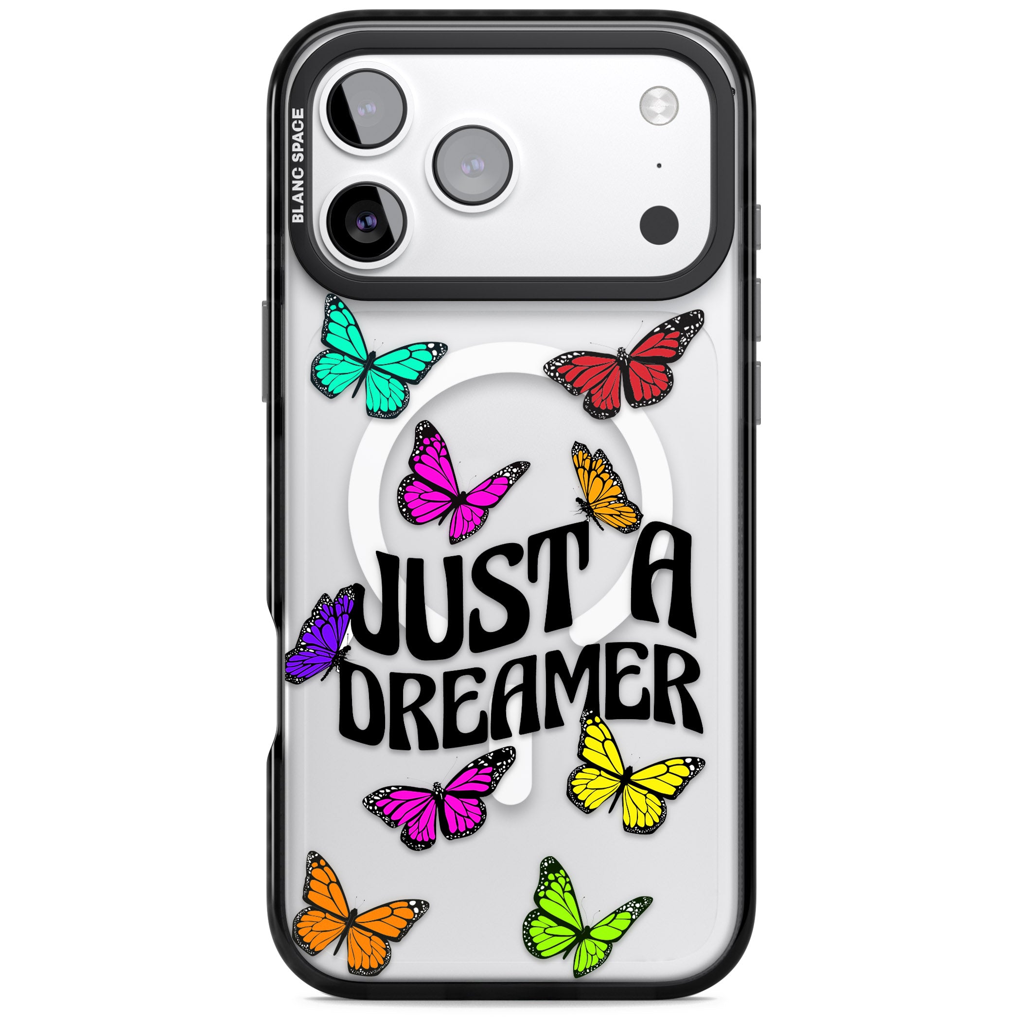Just A Dreamer Butterfly iPhone 17 Pro Impact Pro Black Phone Case