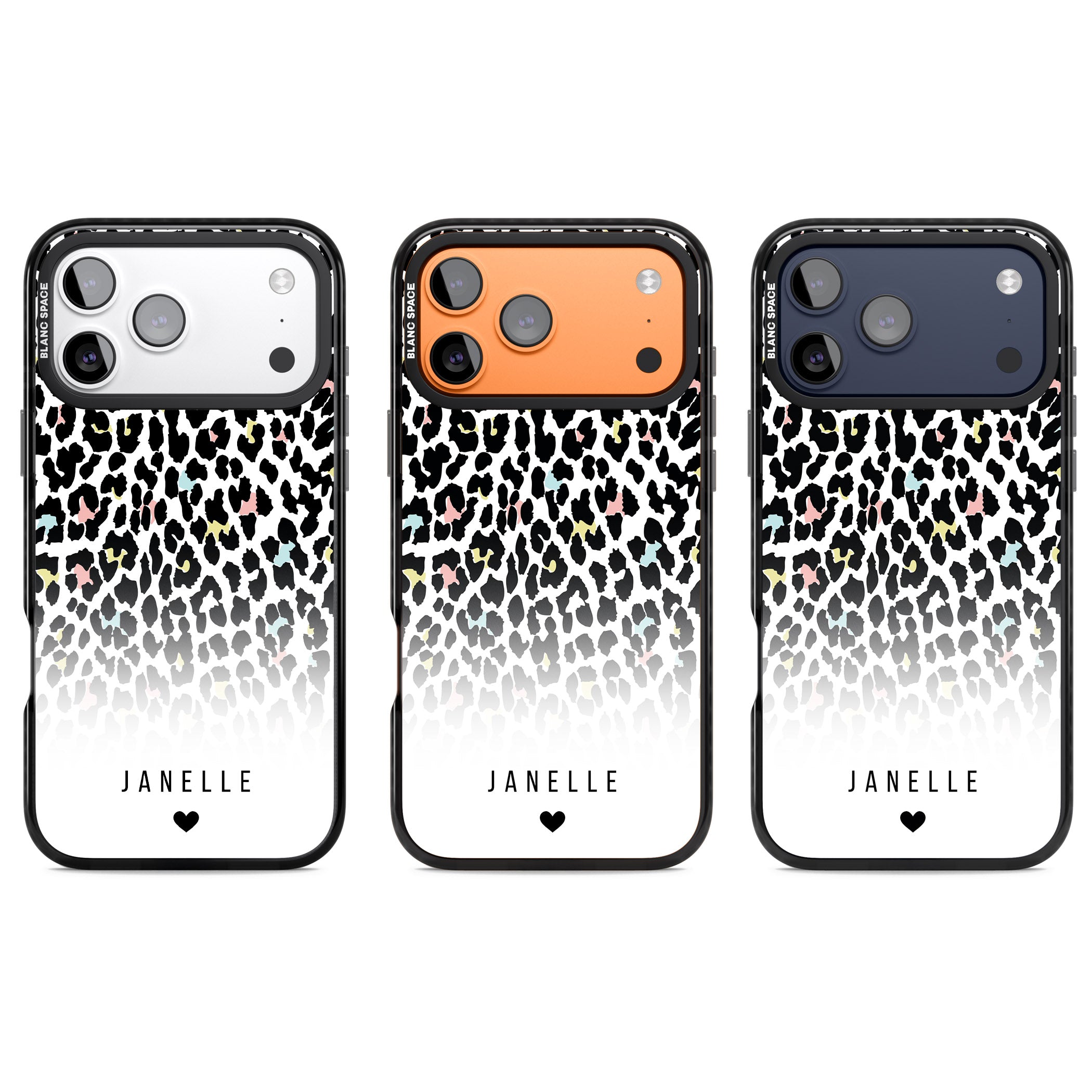 Personalised Pastel Leopard iPhone 17 Pro Impact Pro Black Phone Case APT Impact Protection