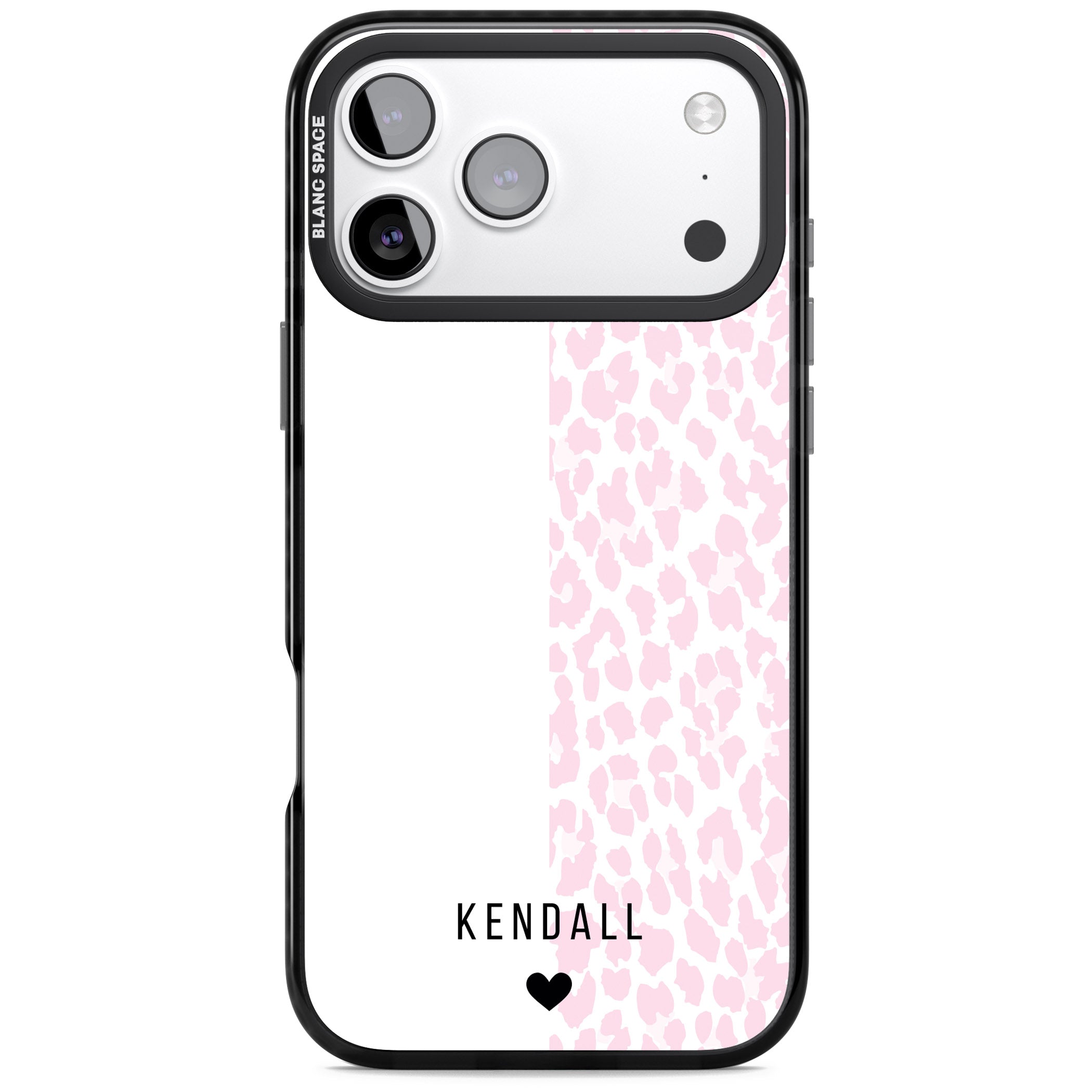 Personalised Pink Leopard iPhone 17 Pro Impact Pro Black Phone Case