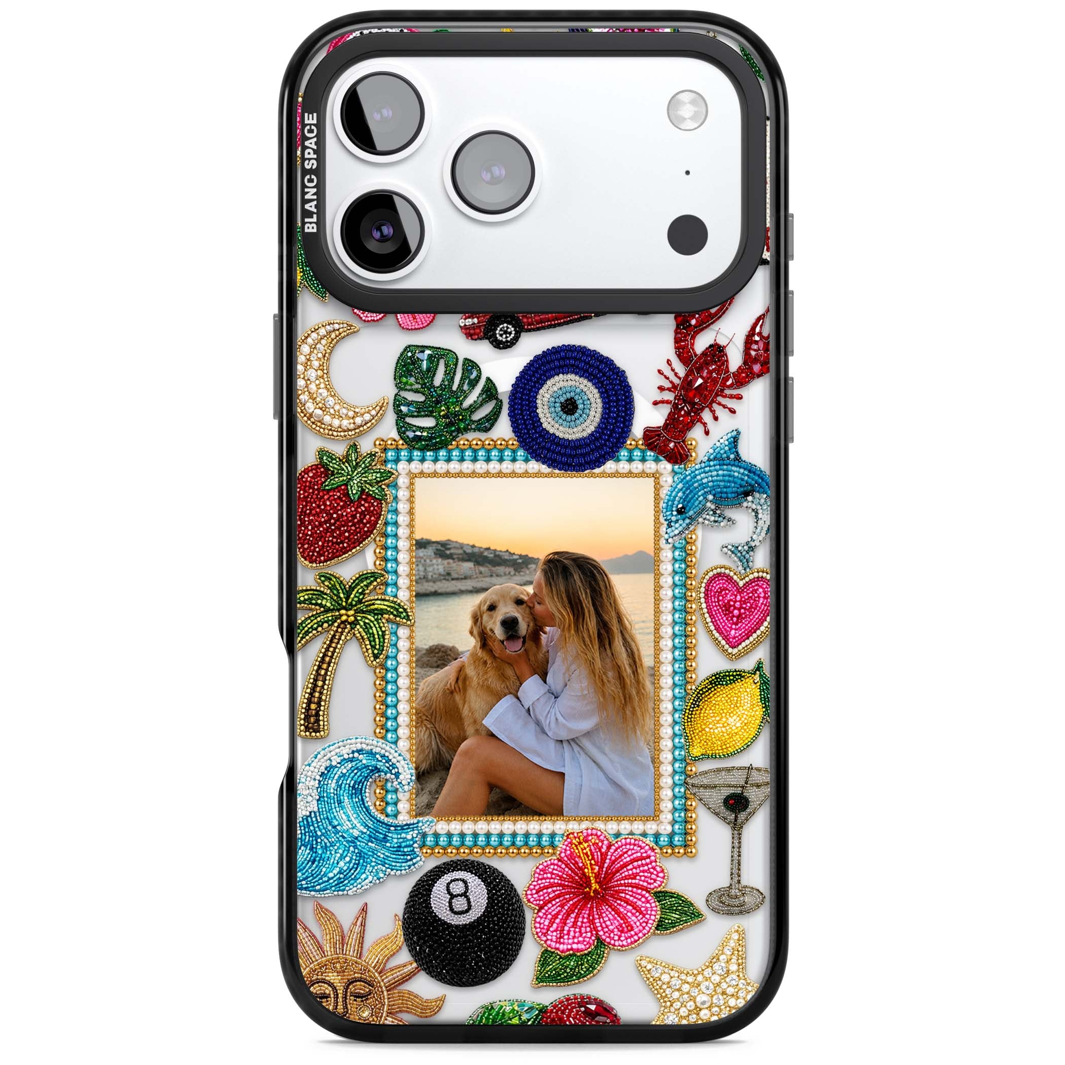 Beaded Photo coastal iPhone case | Black Impact Magsafe case for iPhone 17 Pro, iPhone 17 Pro Max