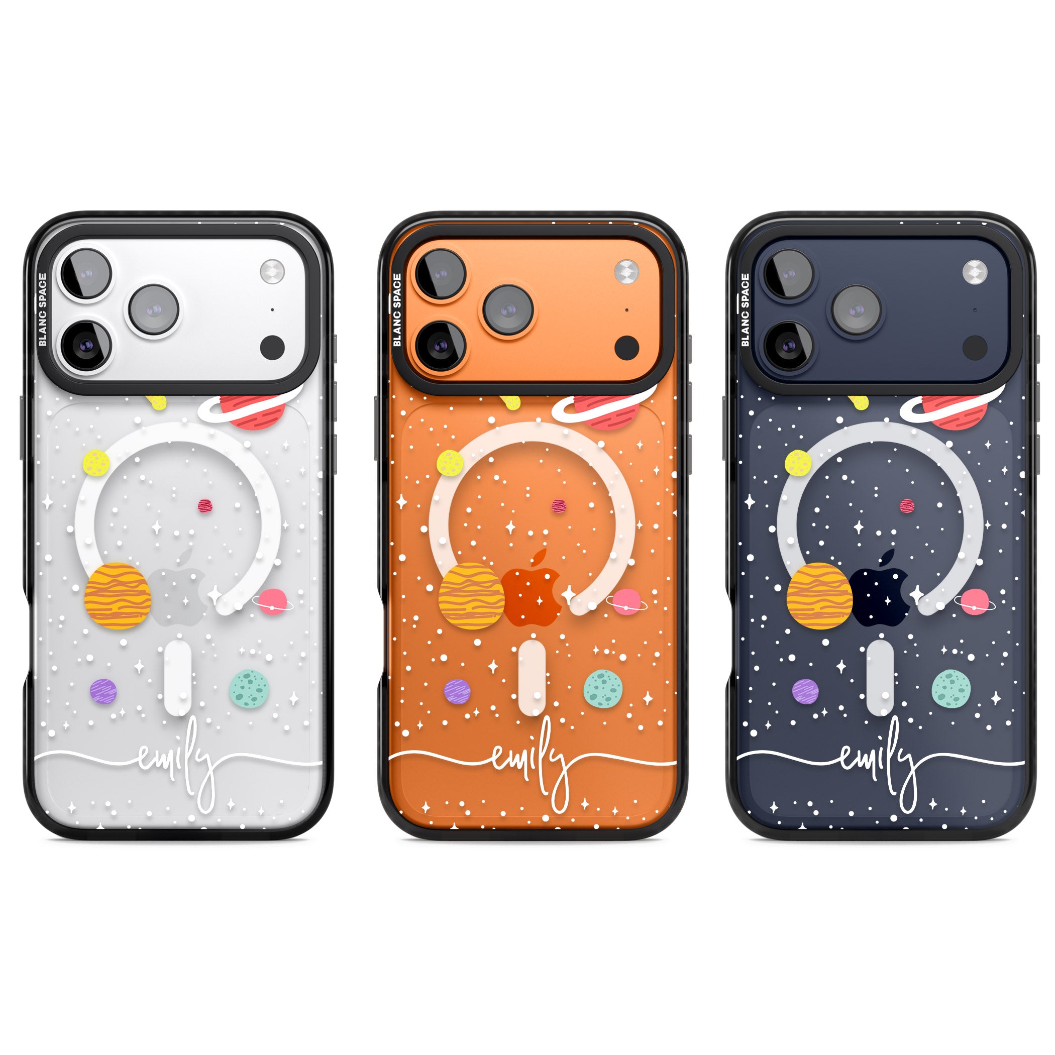 Personalised Cute Cartoon Planet (Clear) iPhone 17 Pro Impact Pro Black Phone Case APT Impact Protection