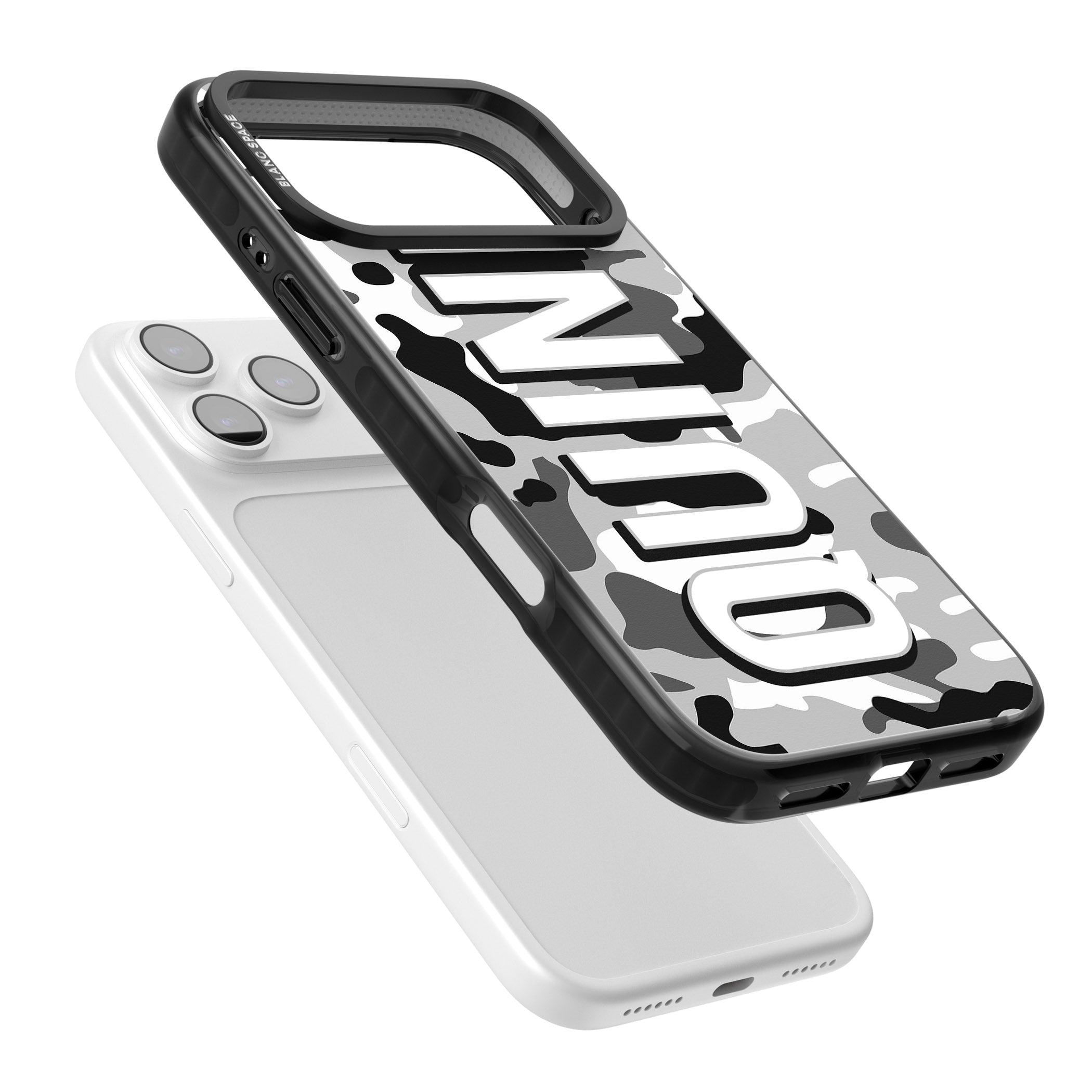 Personalised Greyscale Camo iPhone 17 Pro Impact Pro Black Phone Case Colours