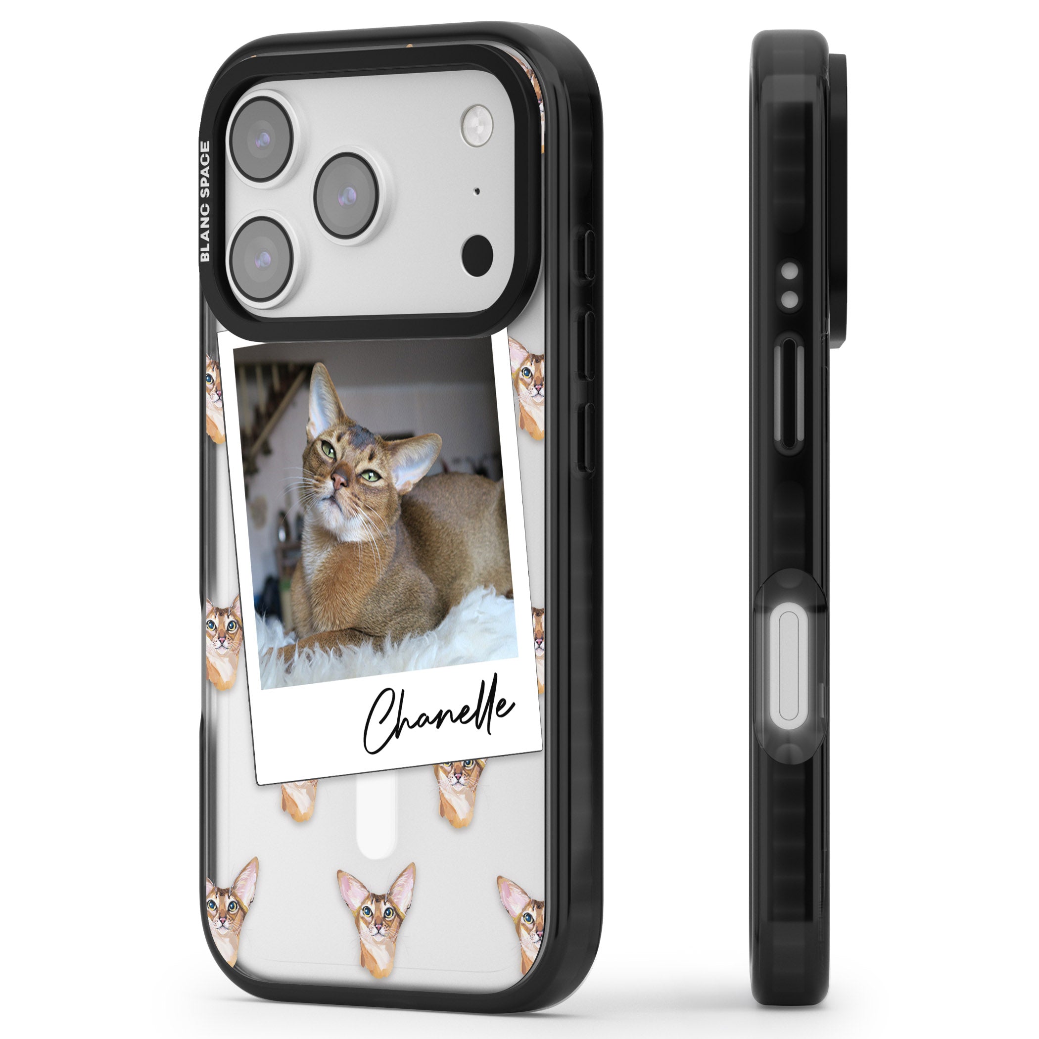 Personalised Abyssinian Cat Photo iPhone 17 Pro Impact Pro Black Phone Case Side Profile
