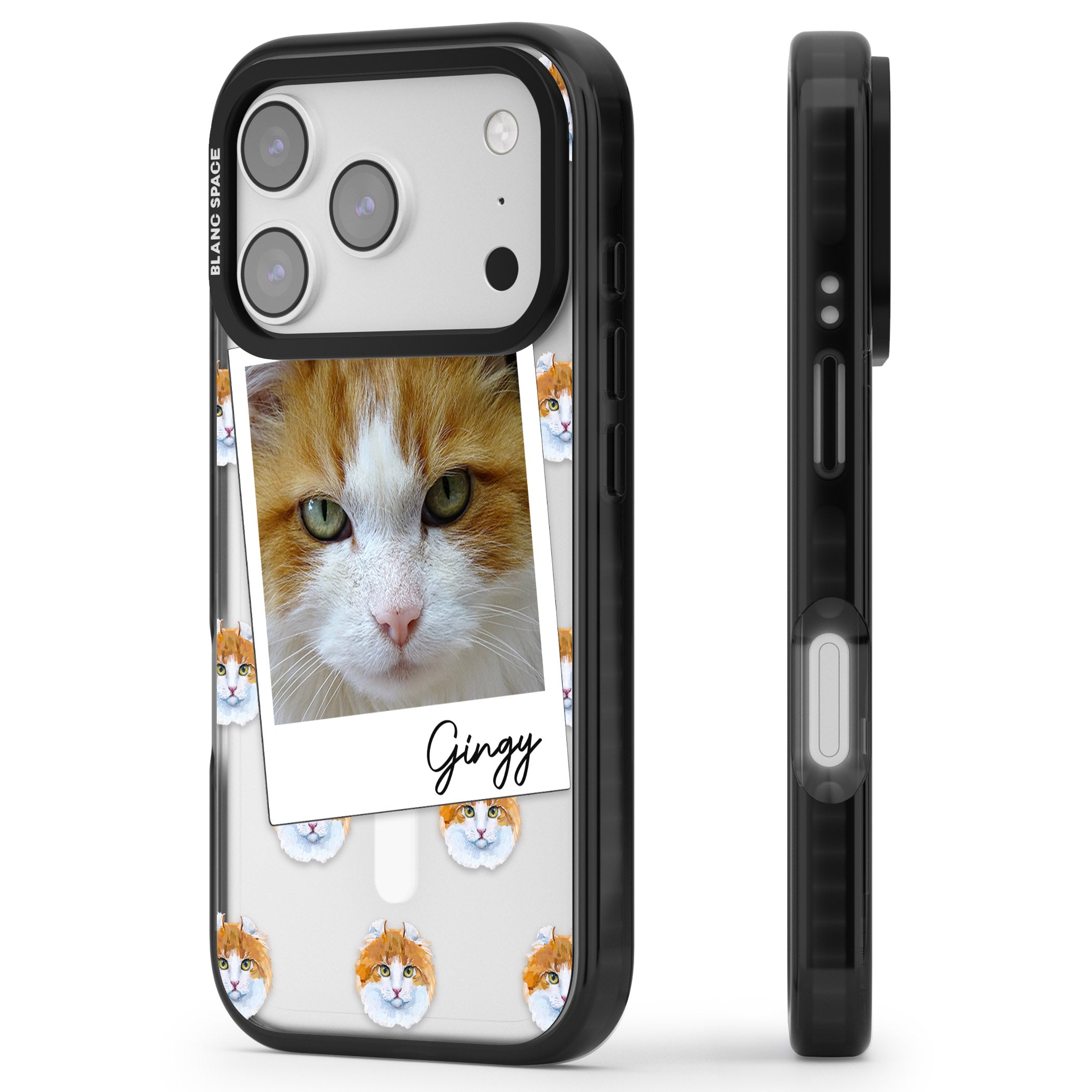 Personalised American Curl Photo iPhone 17 Pro Impact Pro Black Phone Case Side Profile