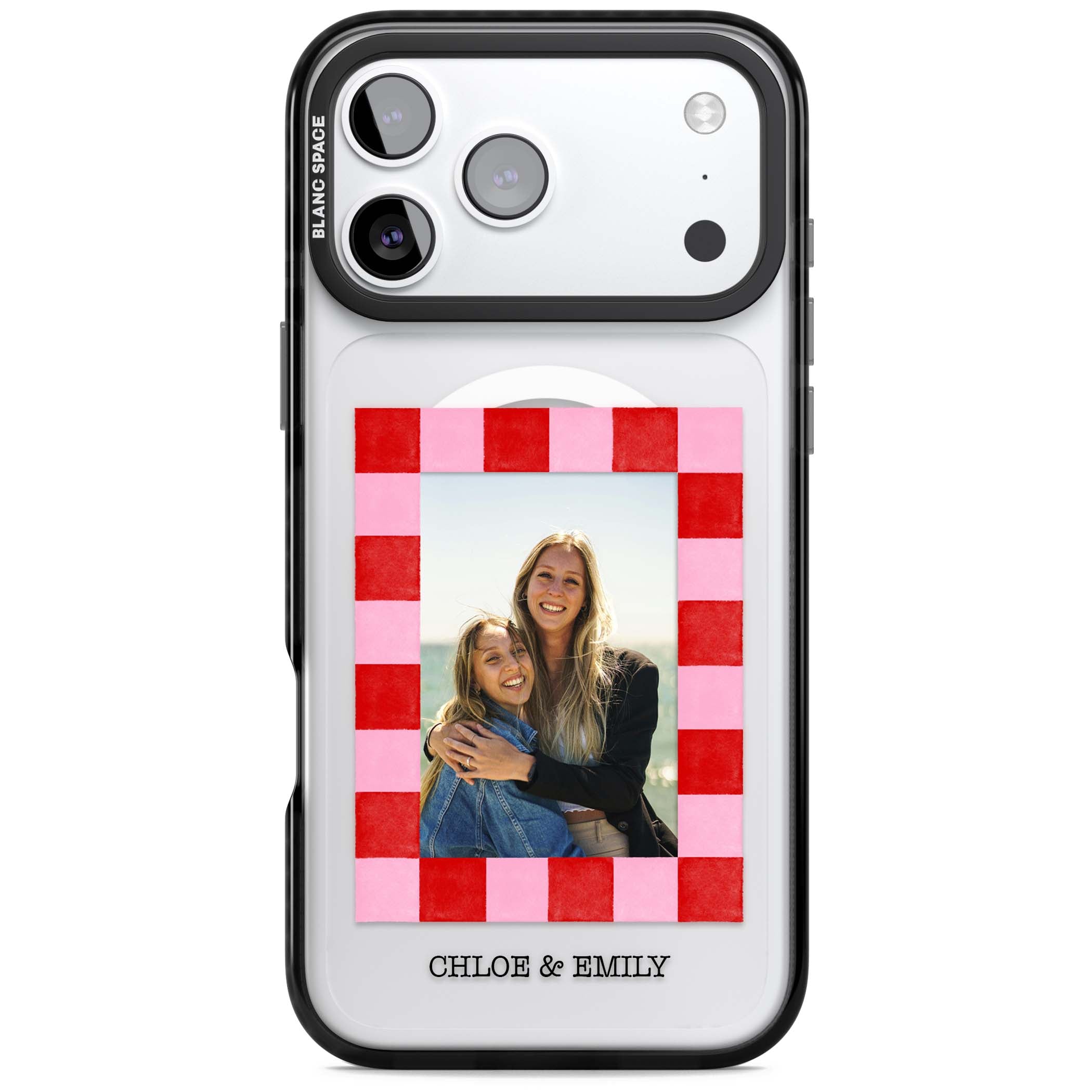 Bubblegum Check Photo for her iPhone case | Black Impact Magsafe case for iPhone 17 Pro, iPhone 17 Pro Max