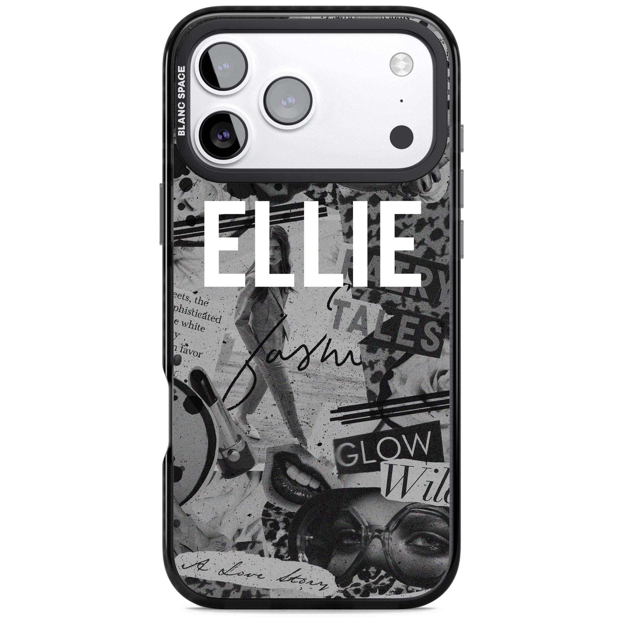 Personalised Grey Scale Vintage Collage iPhone 17 Pro Impact Pro Black Phone Case