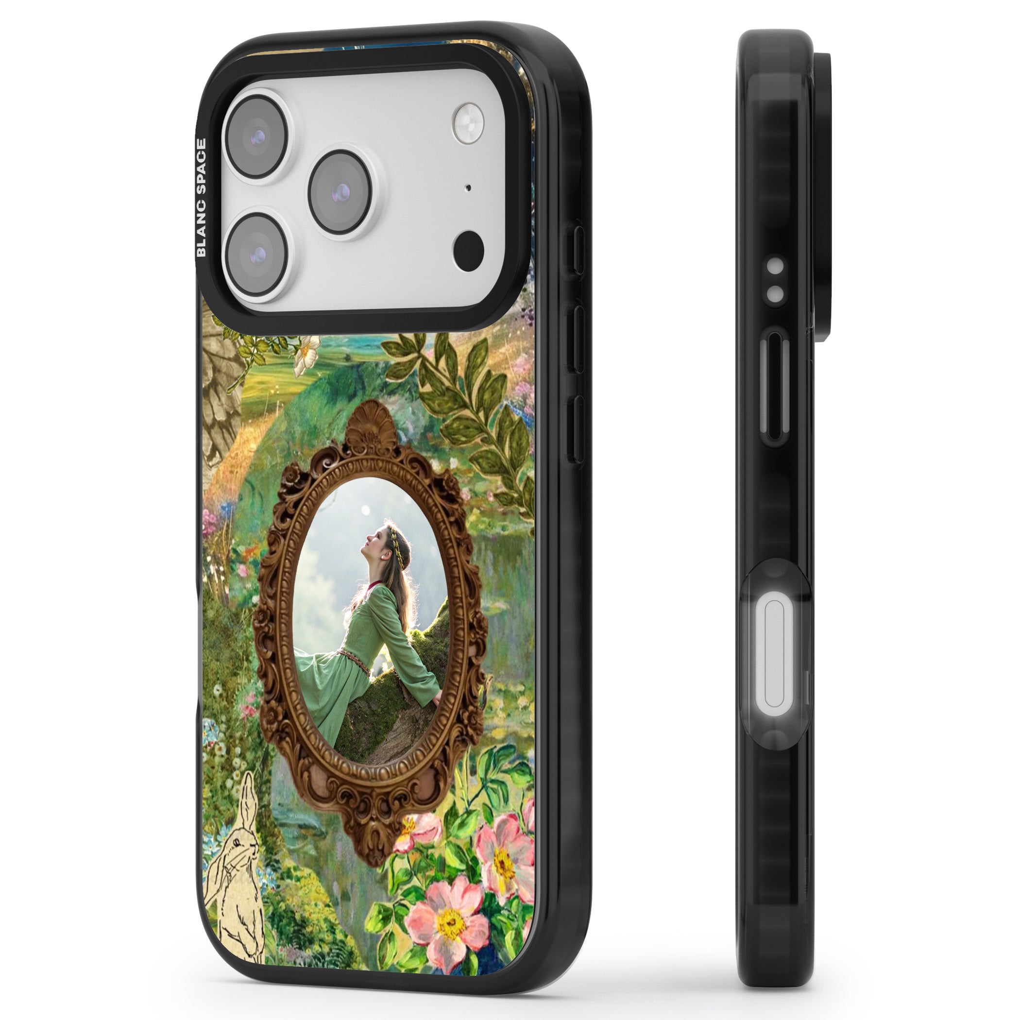 Personalised Meadow Frame iPhone 17 Pro Impact Pro Black Phone Case Side Profile