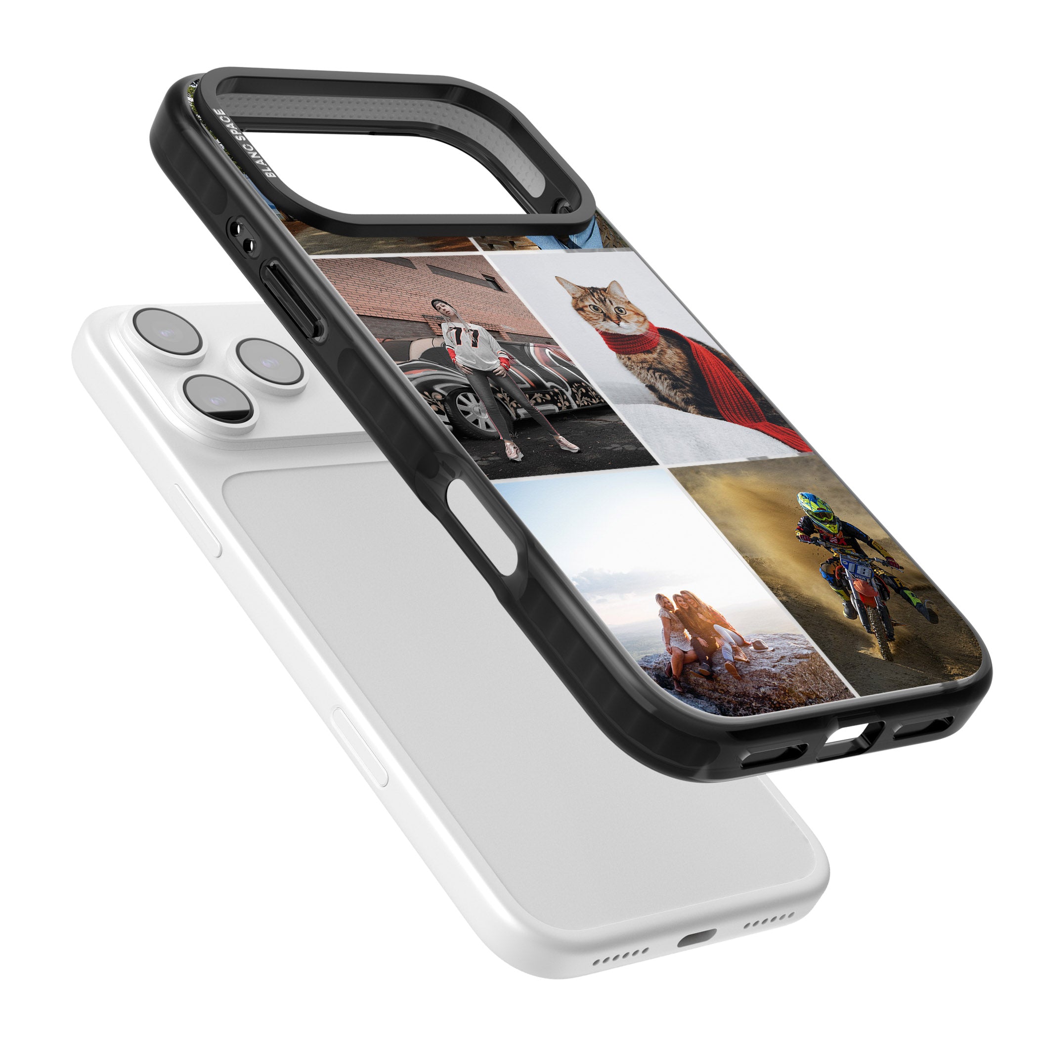 Personalised 6 Photo Grid iPhone 17 Pro Impact Pro Black Phone Case Colours