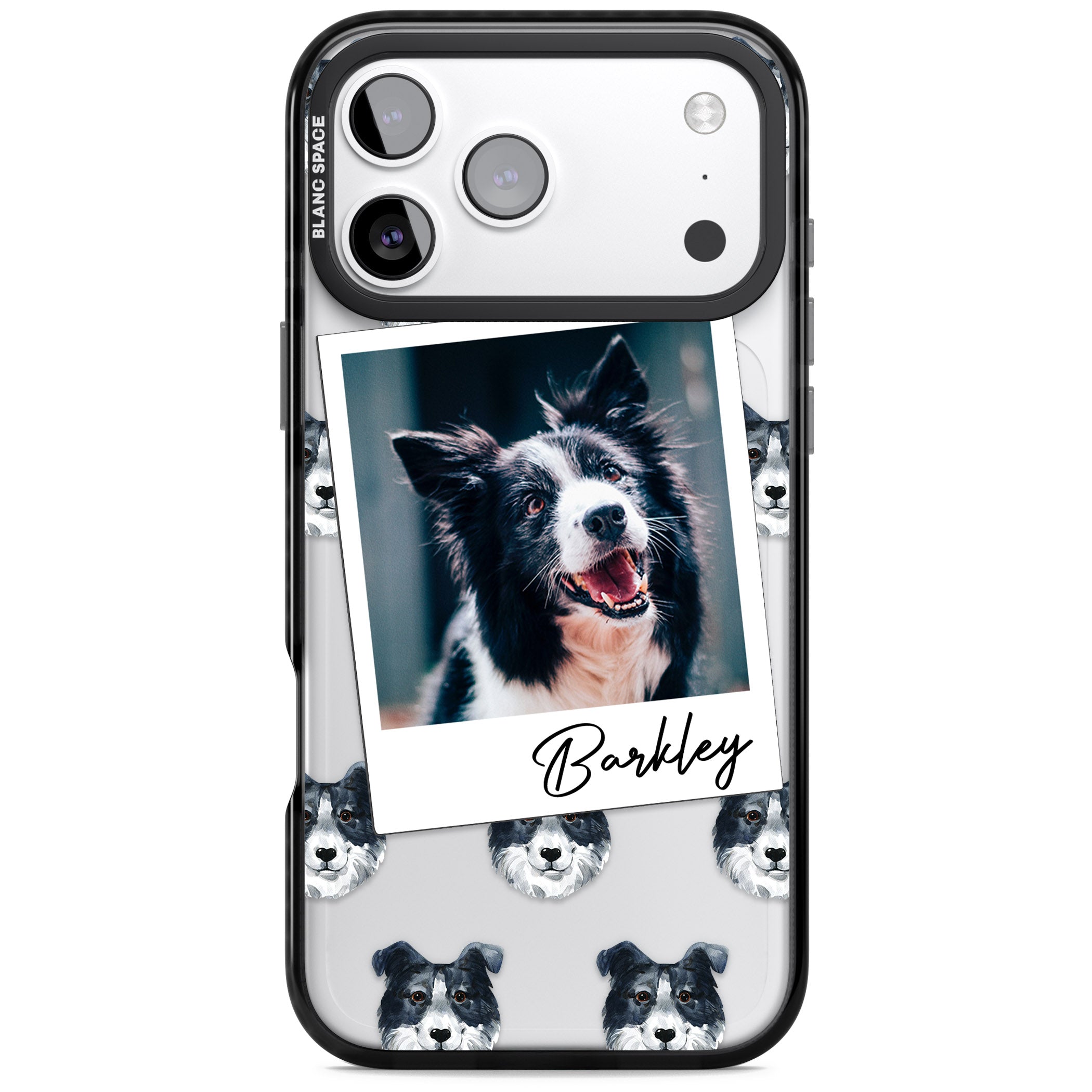 Personalised Border Collie Instant Camera Photo iPhone 17 Pro Impact Pro Black Phone Case