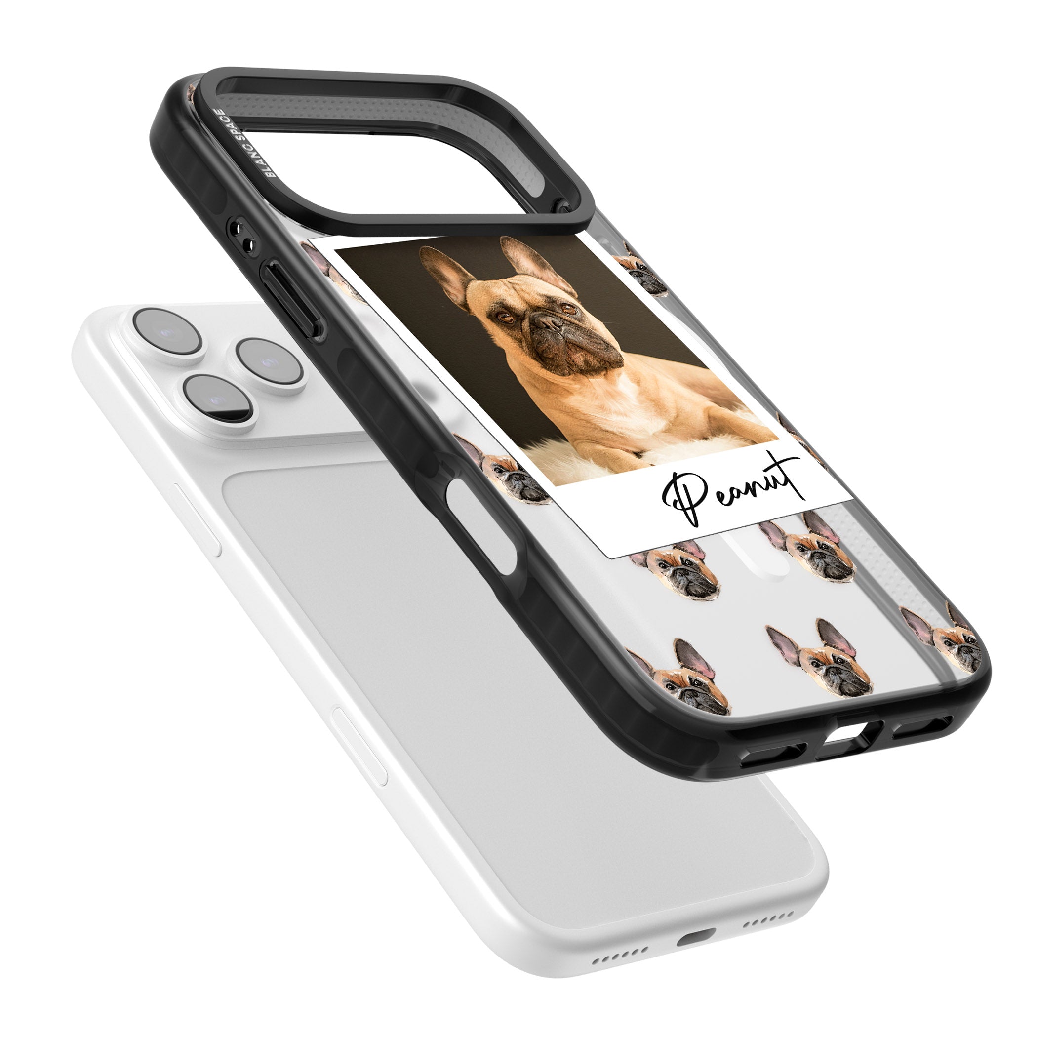 Personalised Tan French Bulldog Instant Camera Photo iPhone 17 Pro Impact Pro Black Phone Case Colours