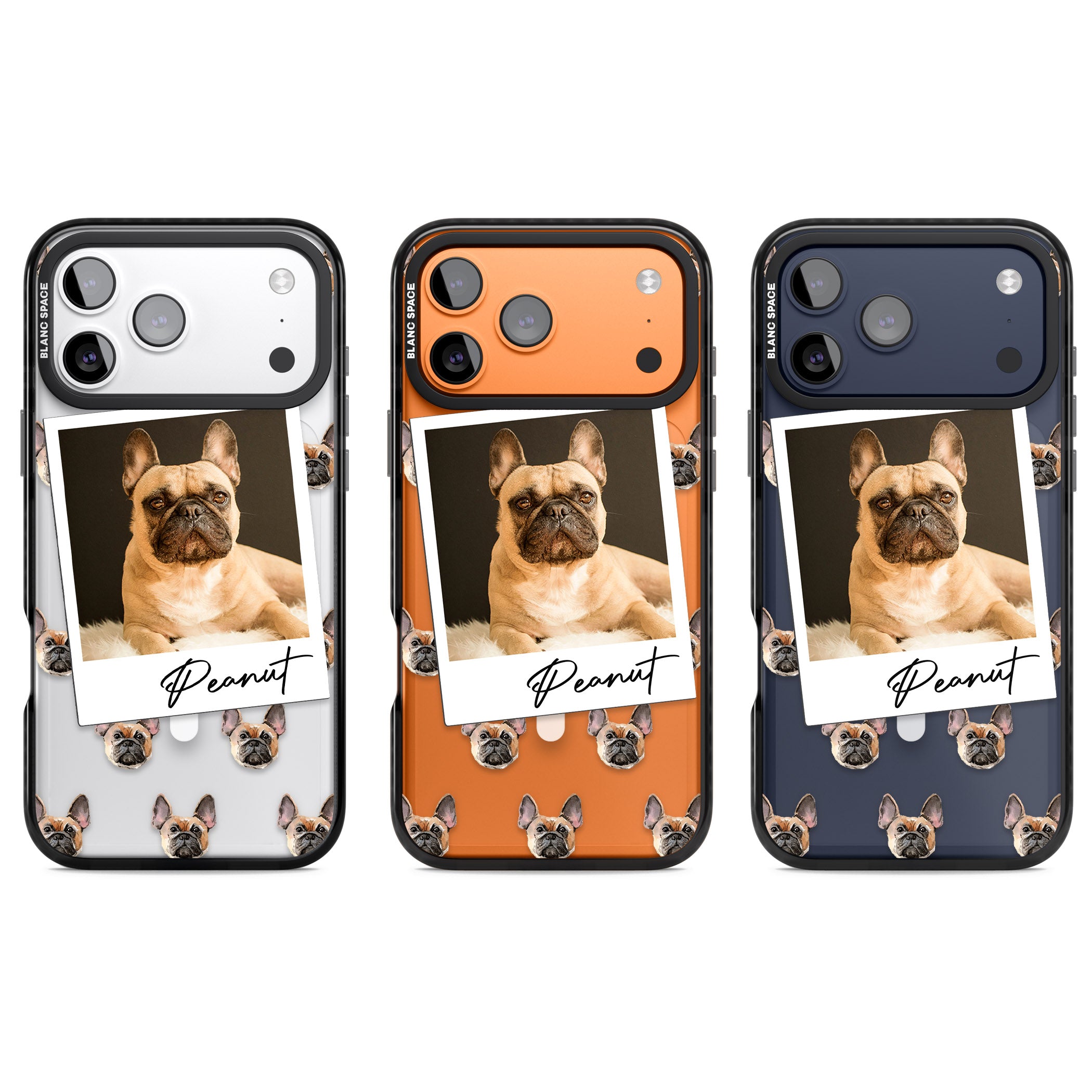 Personalised Tan French Bulldog Instant Camera Photo iPhone 17 Pro Impact Pro Black Phone Case APT Impact Protection
