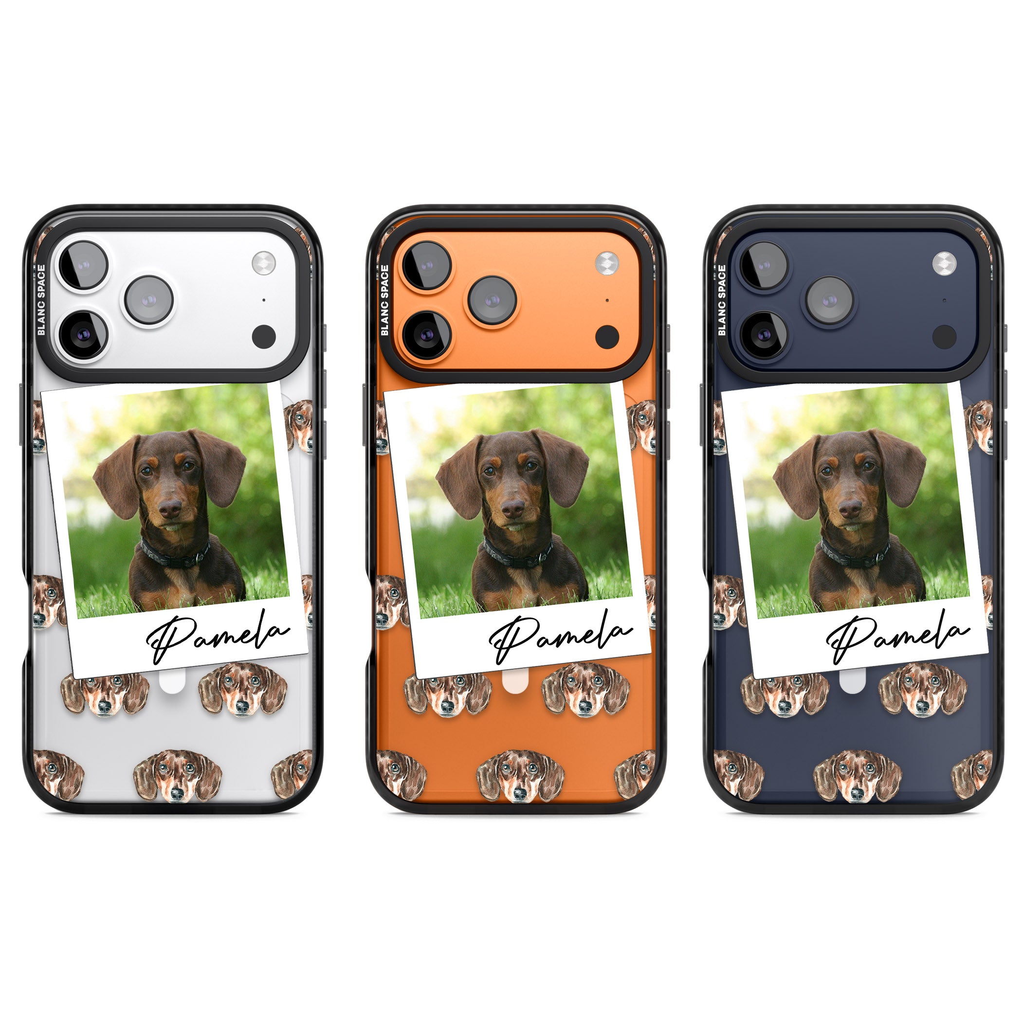 Personalised Brown Dachshund Instant Camera Photo iPhone 17 Pro Impact Pro Black Phone Case APT Impact Protection
