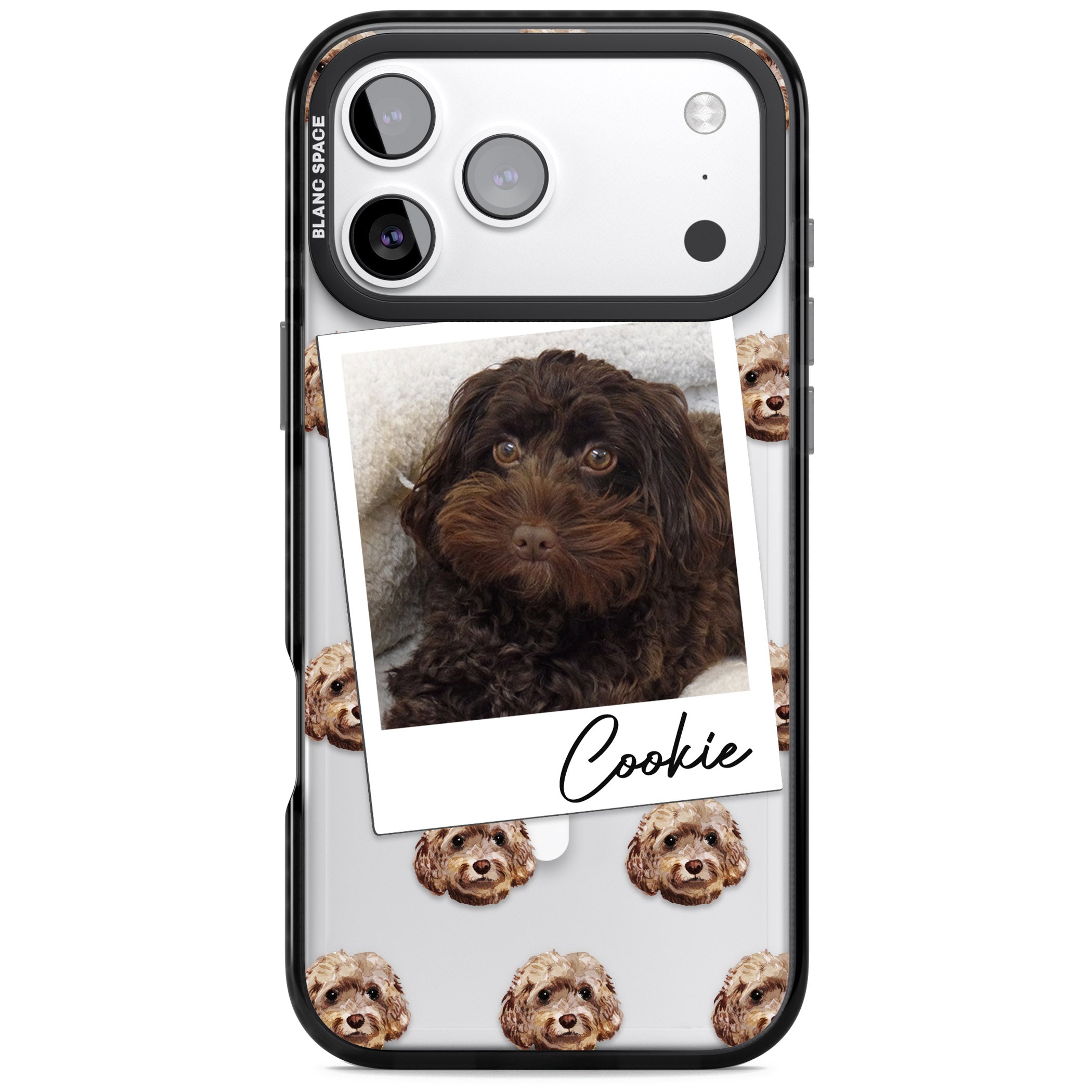 Personalised Brown Cockapoo Instant Camera Photo iPhone 17 Pro Impact Pro Black Phone Case