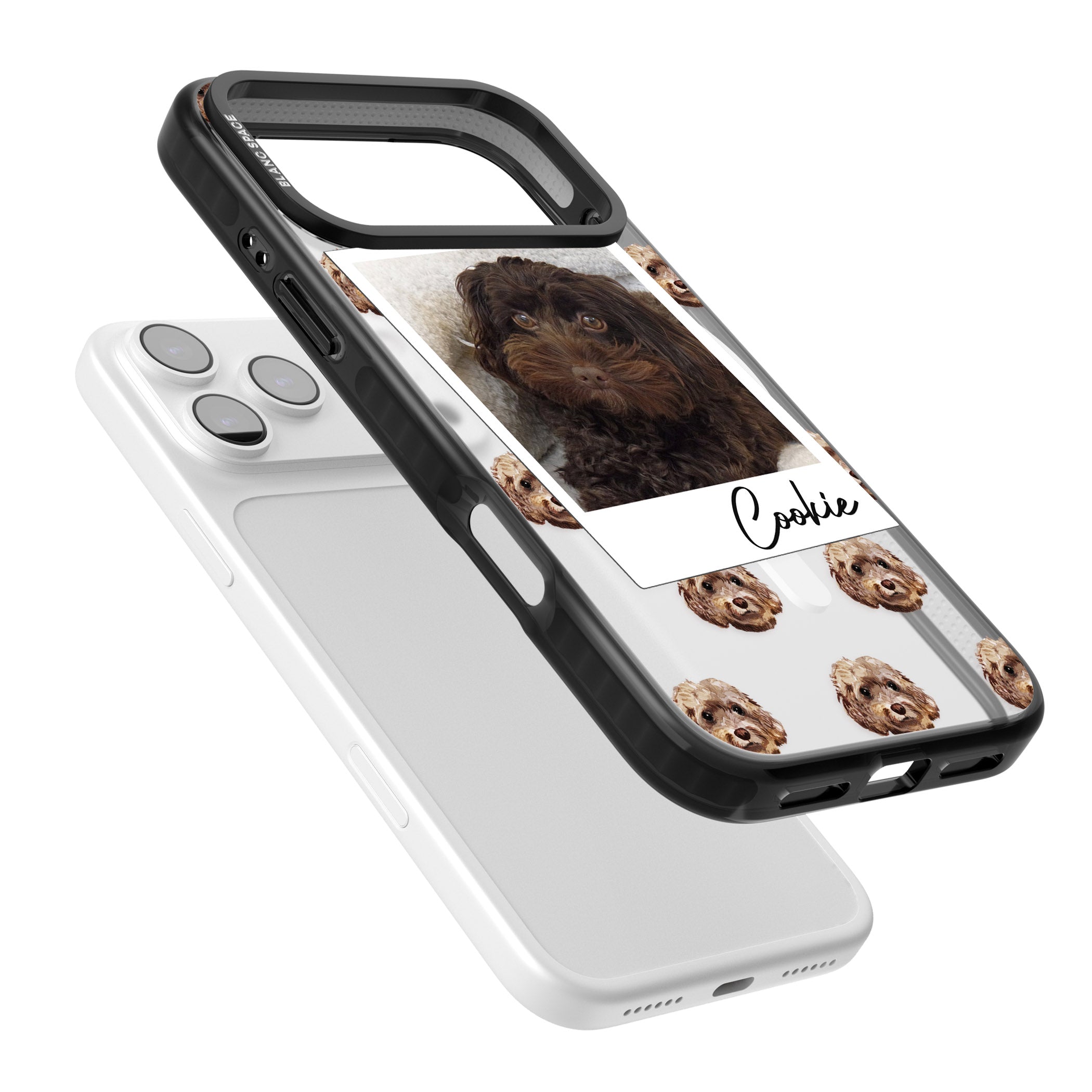 Personalised Brown Cockapoo Instant Camera Photo iPhone 17 Pro Impact Pro Black Phone Case Colours