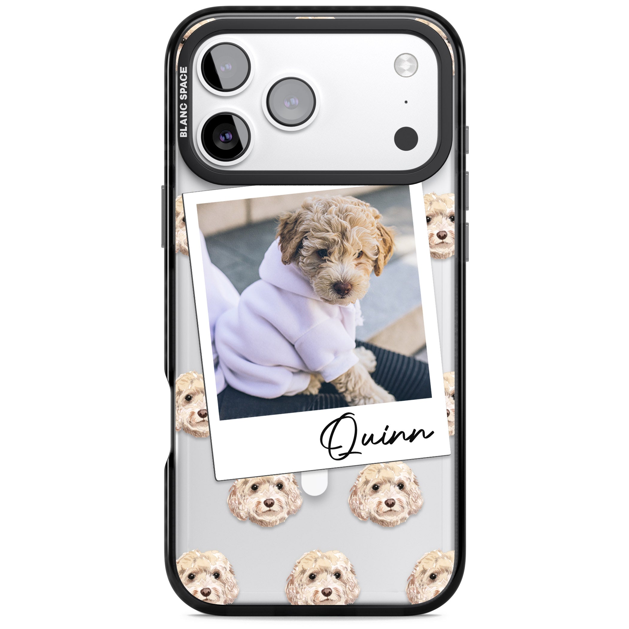 Personalised Cream Cockapoo Instant Camera Photo iPhone 17 Pro Impact Pro Black Phone Case