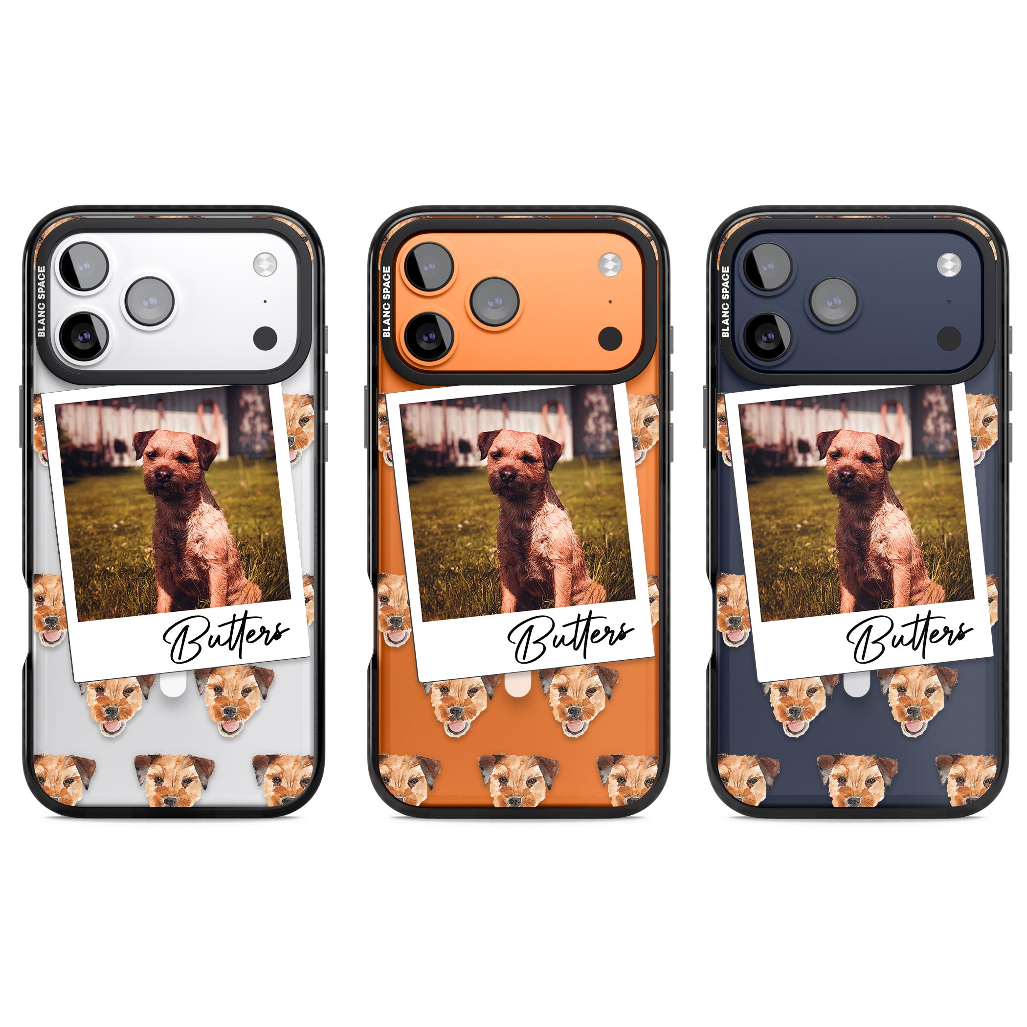 Personalised Border Terrier Instant Camera Photo iPhone 17 Pro Impact Pro Black Phone Case APT Impact Protection