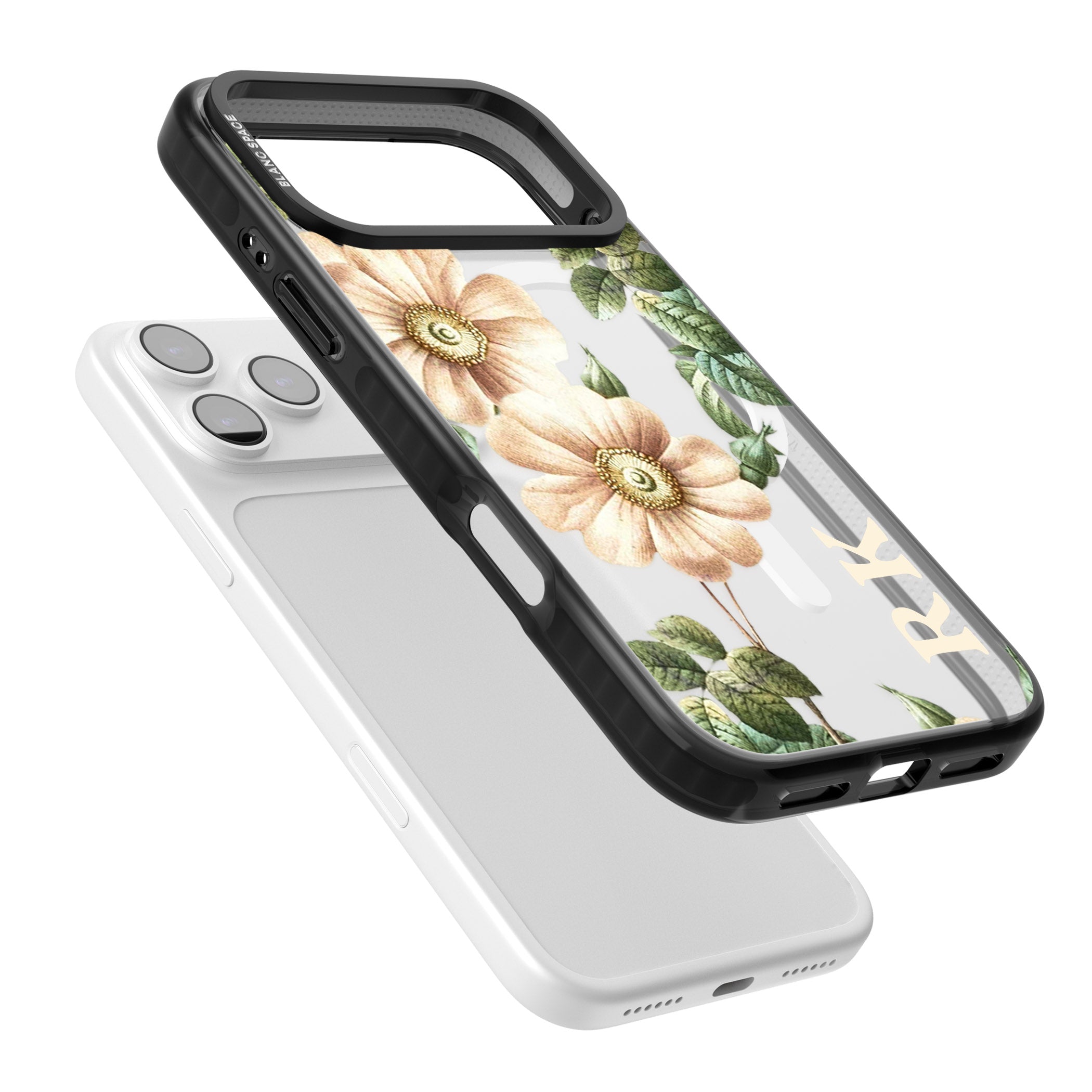 Personalised Vintage Floral Anemone iPhone 17 Pro Impact Pro Black Phone Case Colours