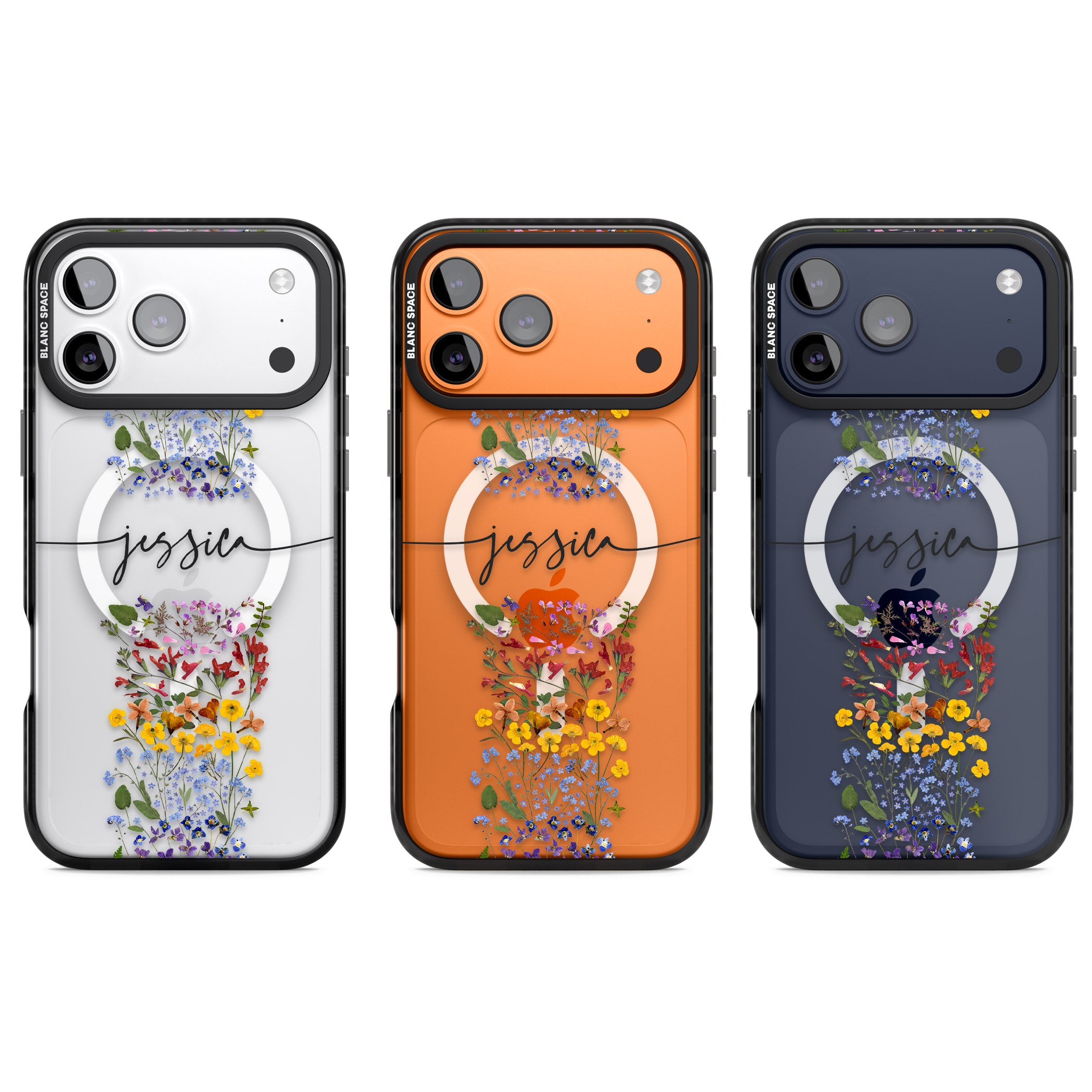 Personalised Wildflower Stripe iPhone 17 Pro Impact Pro Black Phone Case APT Impact Protection