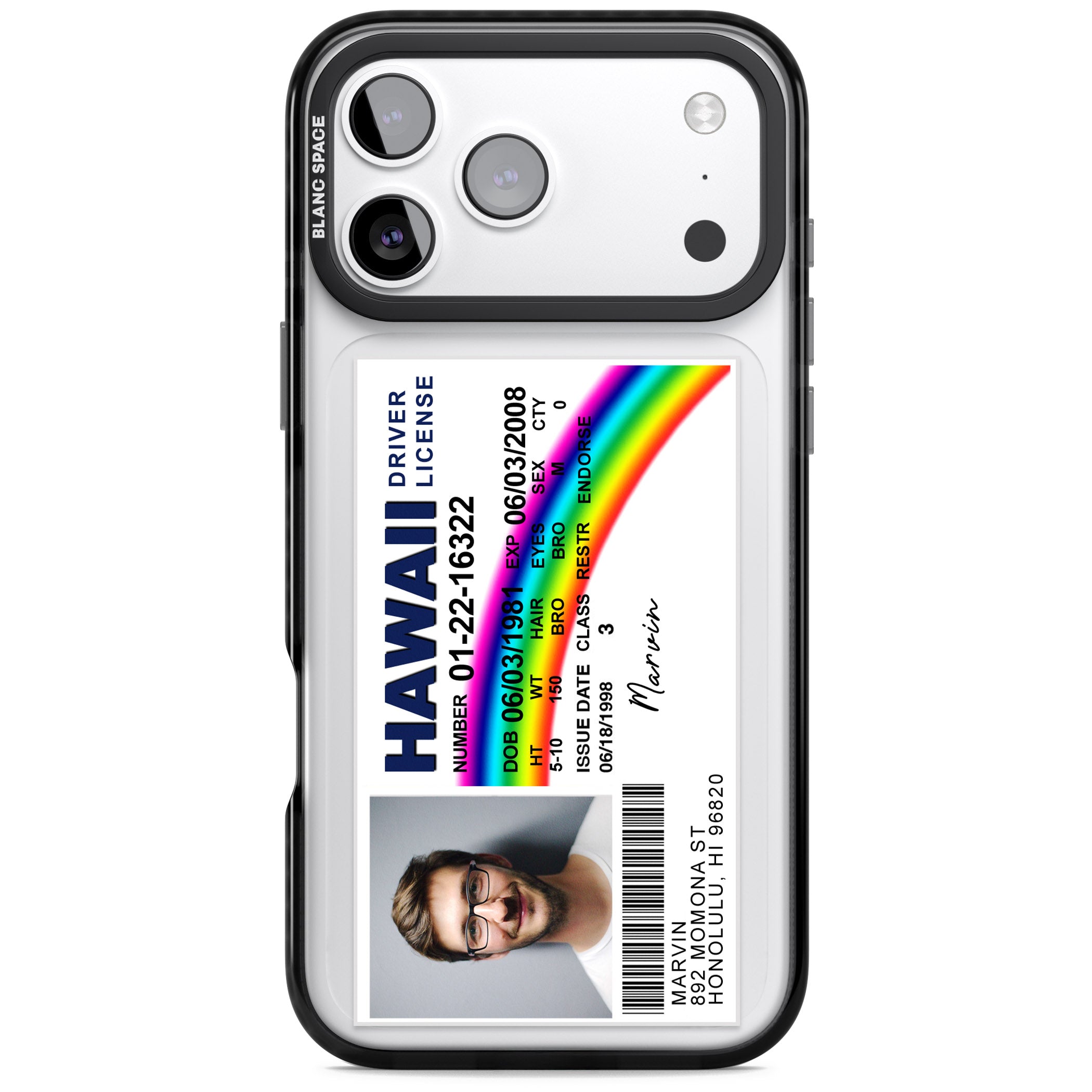 Personalised Hawaii Driving License iPhone 17 Pro Impact Pro Black Phone Case
