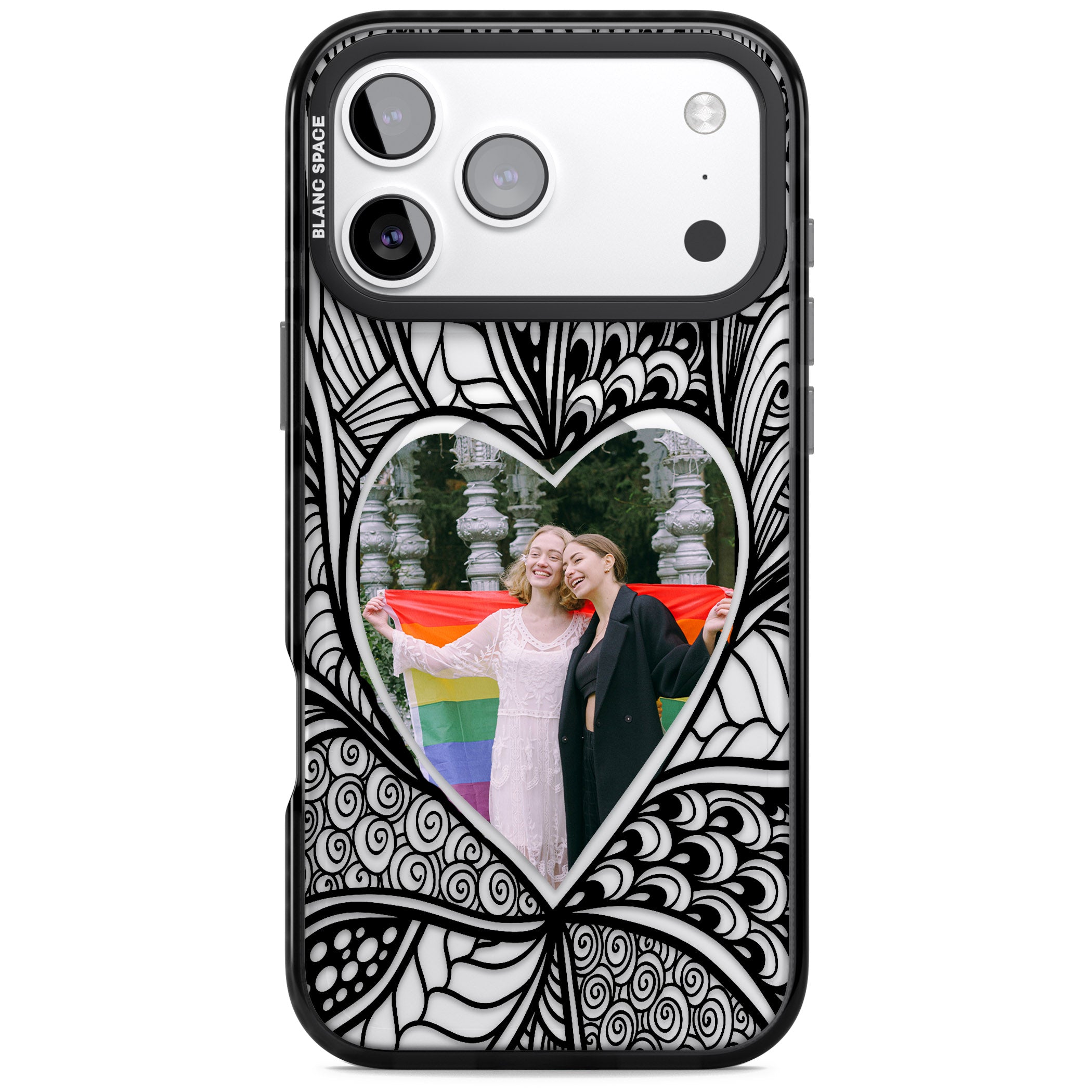 Personalised Henna Heart Photo Case iPhone 17 Pro Impact Pro Black Phone Case