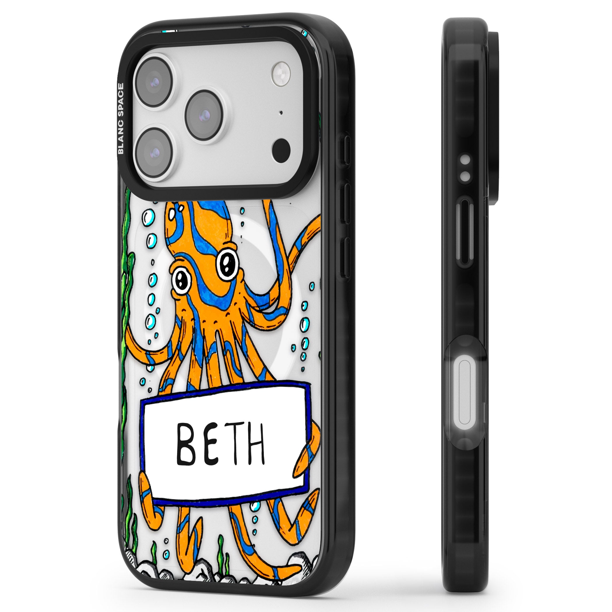 Personalised Octo iPhone 17 Pro Impact Pro Black Phone Case Side Profile