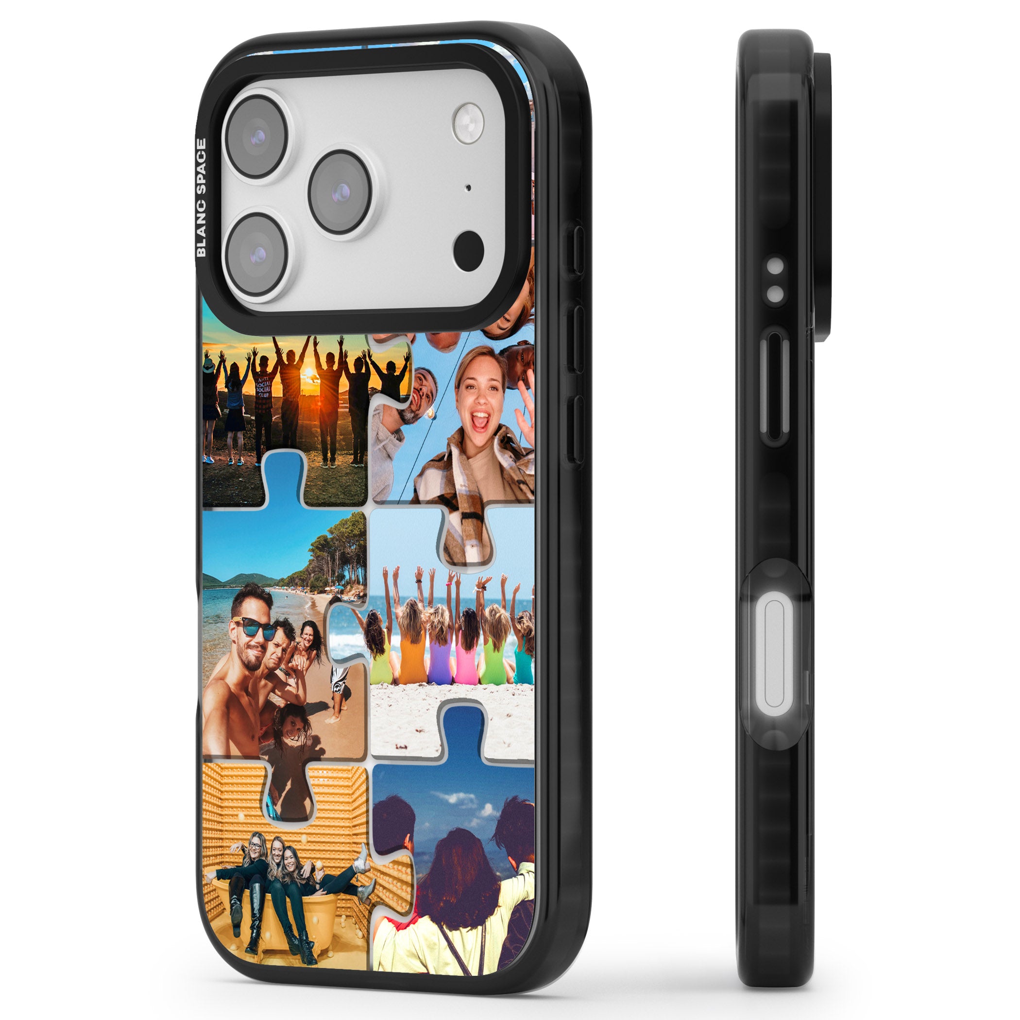 Personalised Jigsaw Photo Grid iPhone 17 Pro Impact Pro Black Phone Case Side Profile