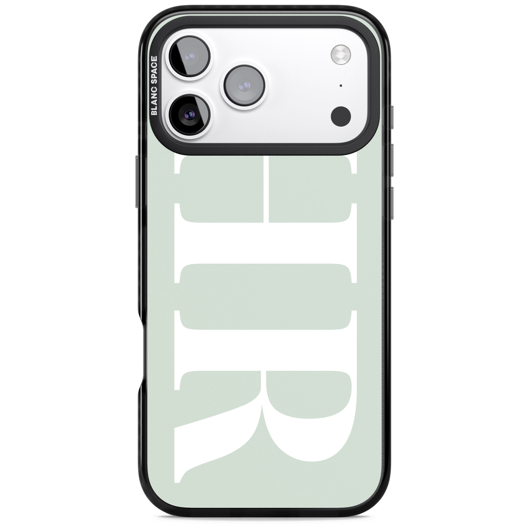 Personalised White & Seafoam Green Letters iPhone 17 Pro Impact Pro Black Phone Case