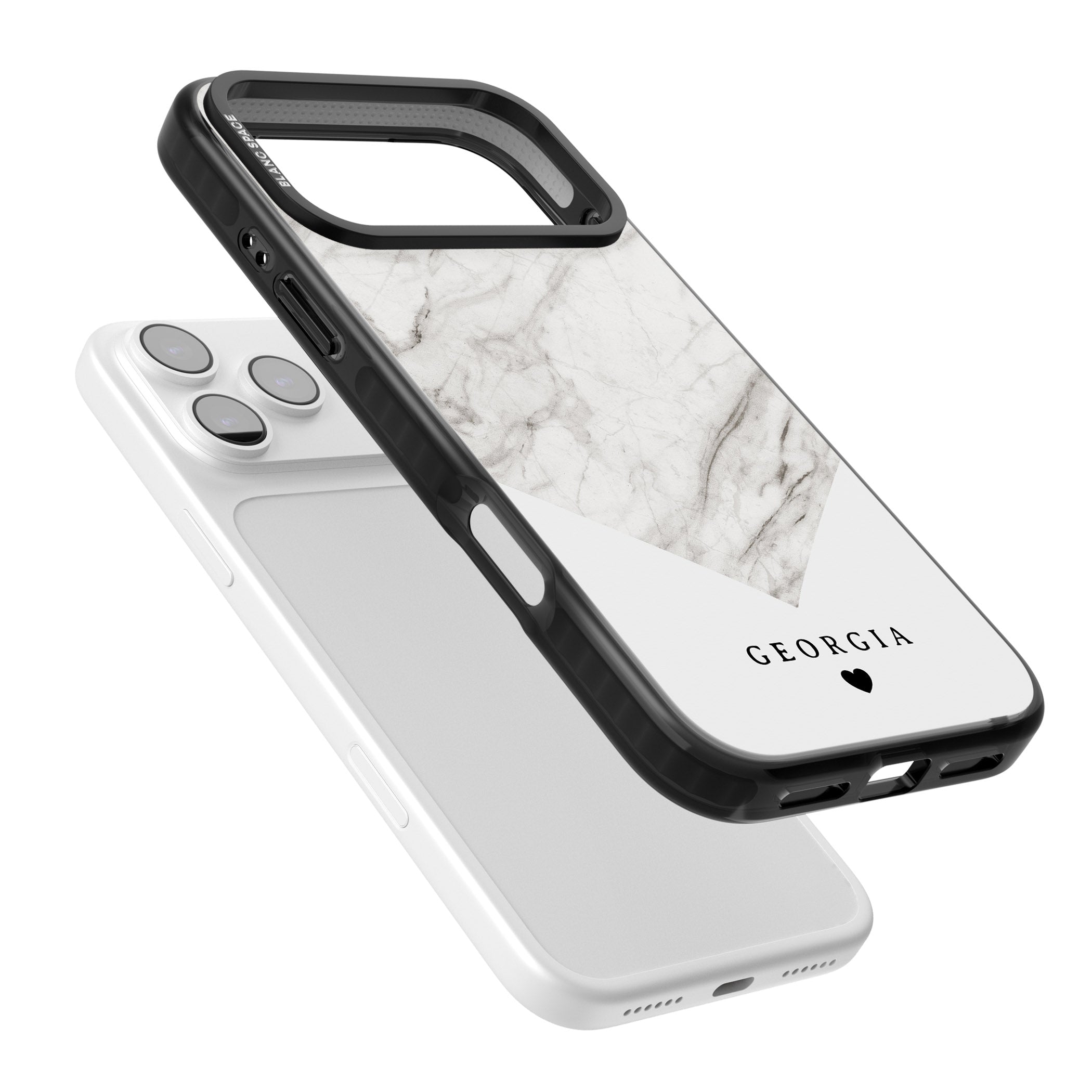 Personalised White Marble iPhone 17 Pro Max Impact Pro Black Phone Case Colours