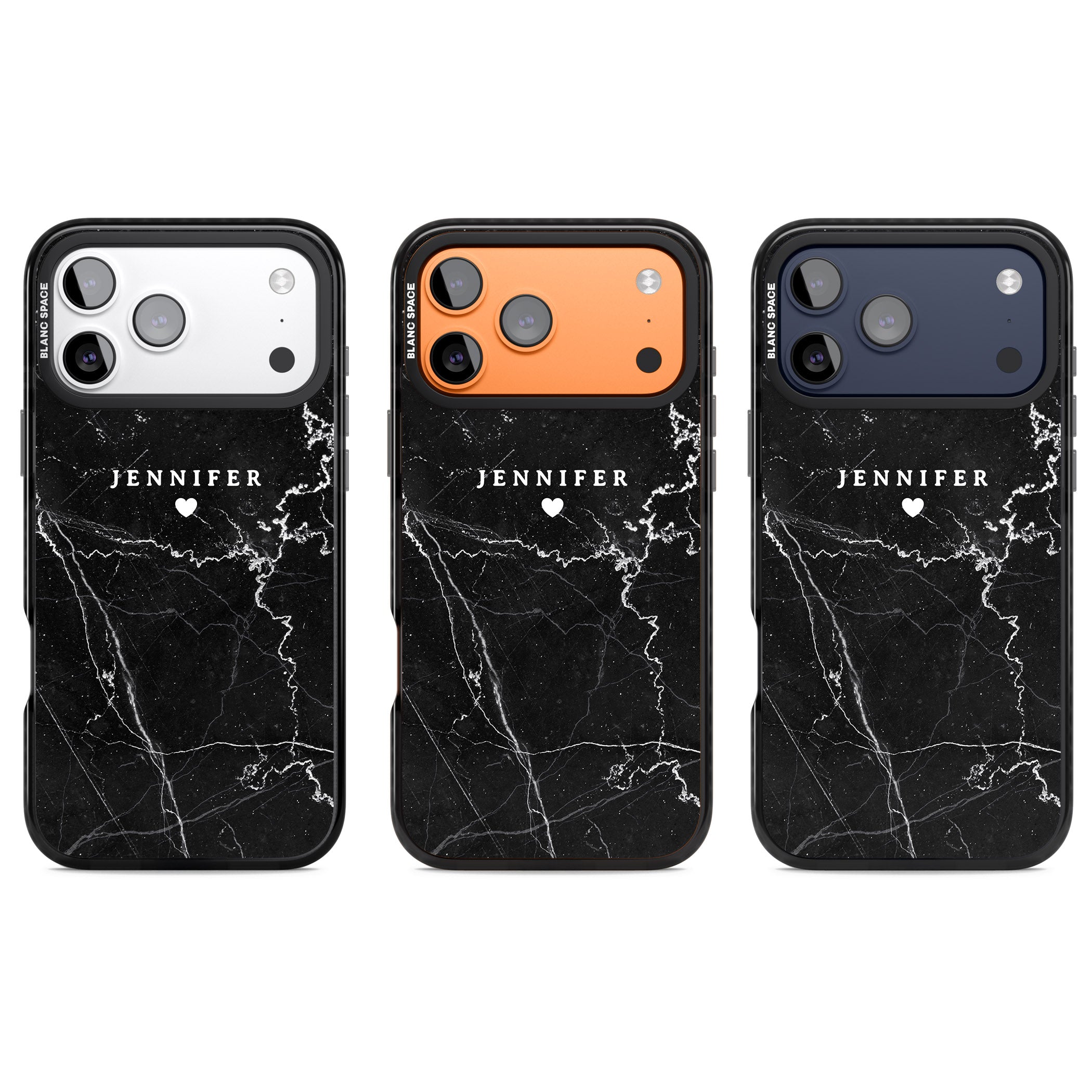 Personalised Black Marble iPhone 17 Pro Impact Pro Black Phone Case APT Impact Protection