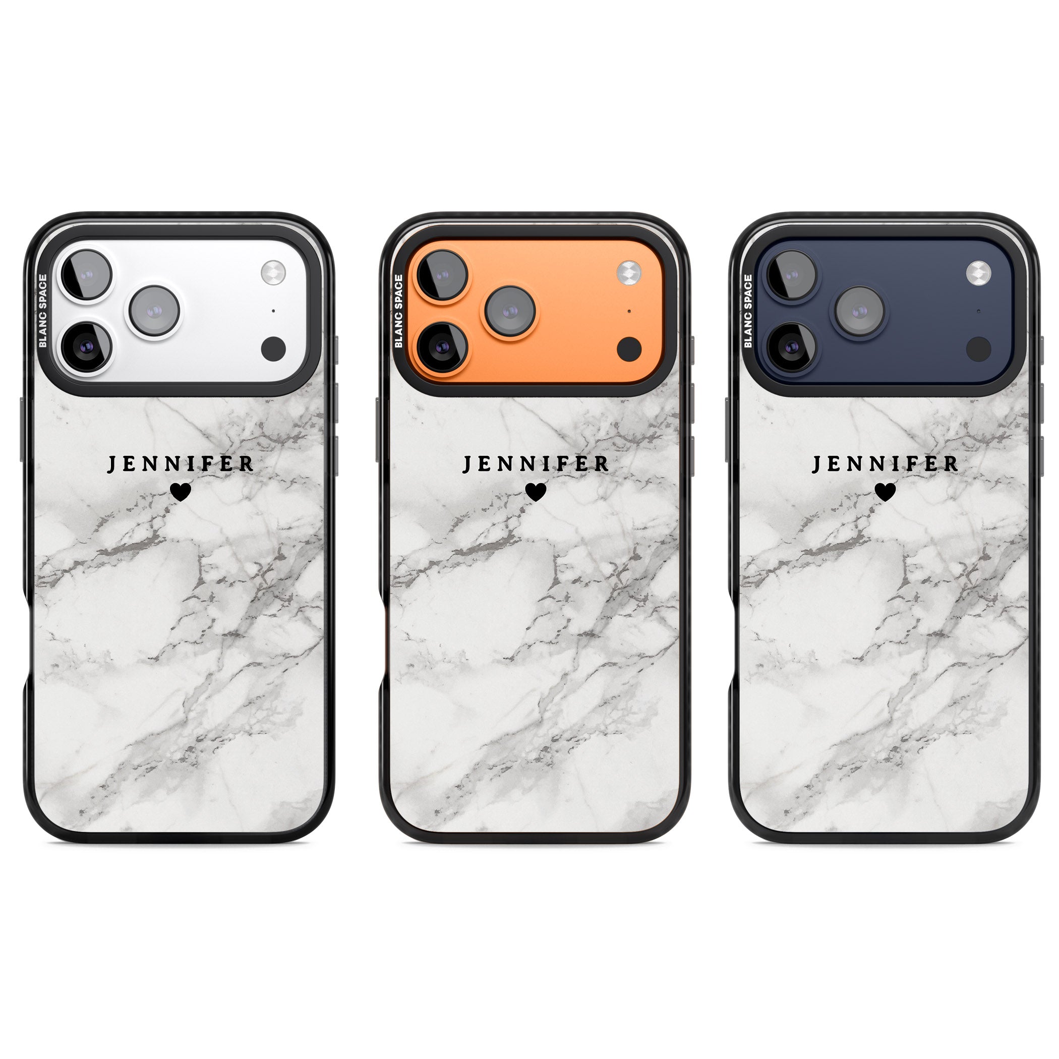 Personalised Classic Grey Marble iPhone 17 Pro Impact Pro Black Phone Case APT Impact Protection