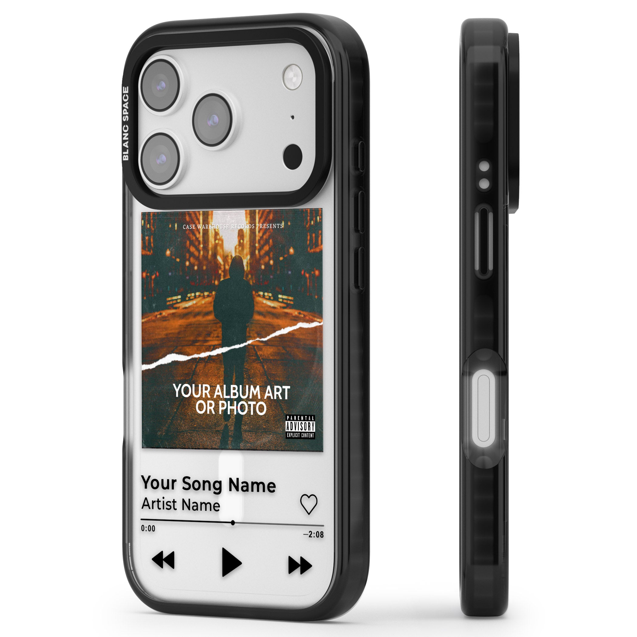 Personalised Album Art iPhone 17 Pro Impact Pro Black Phone Case Side Profile