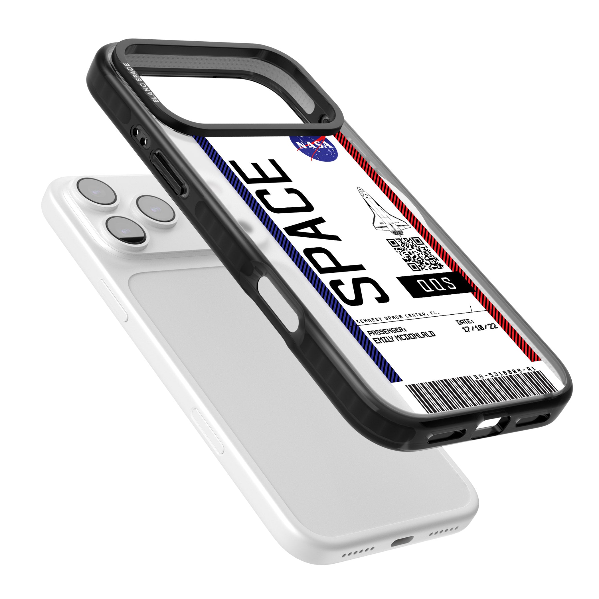 Personalised Nasa Boarding Pass (Light) iPhone 17 Pro Impact Pro Black Phone Case Colours