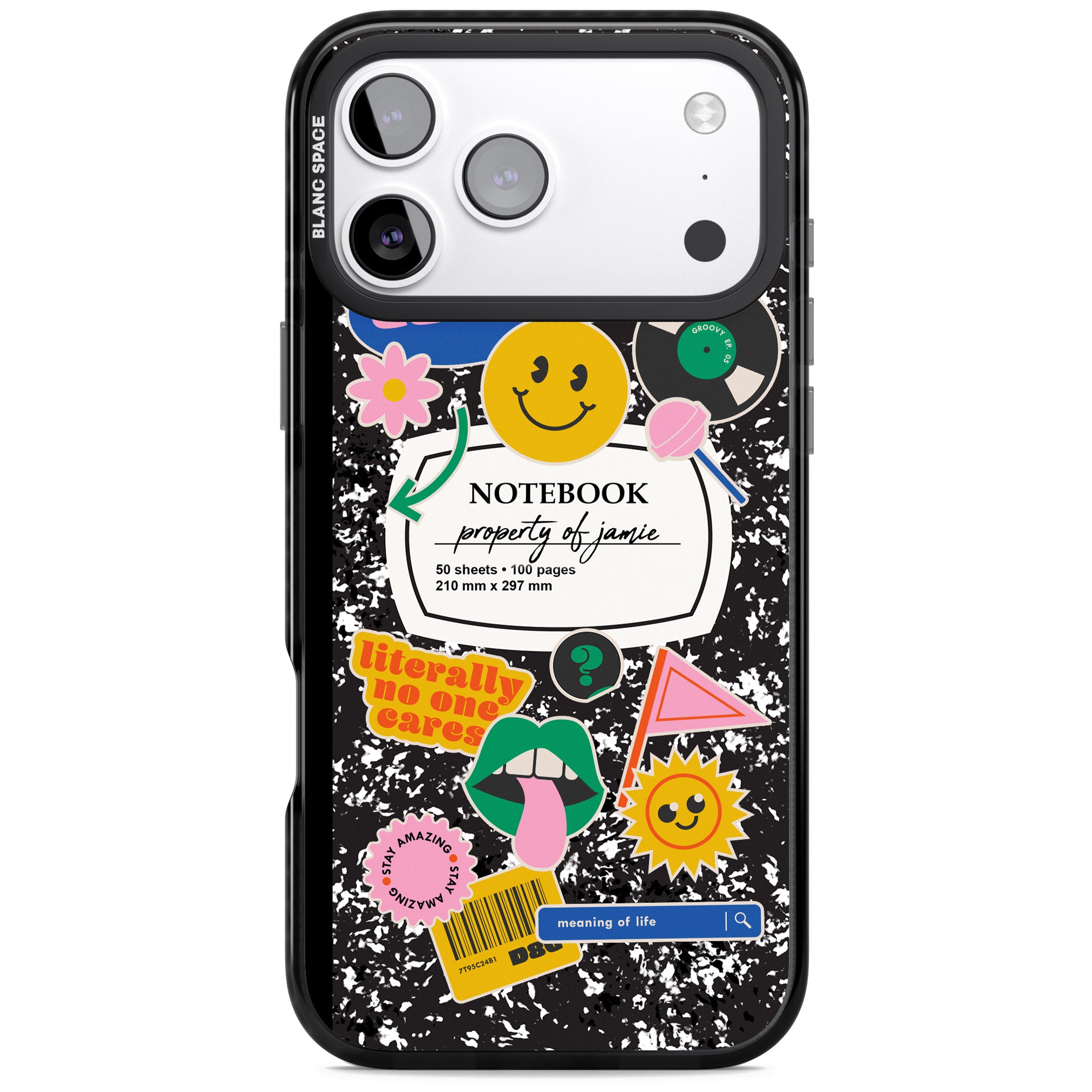 Personalised Quirky Notebook iPhone 17 Pro Impact Pro Black Phone Case