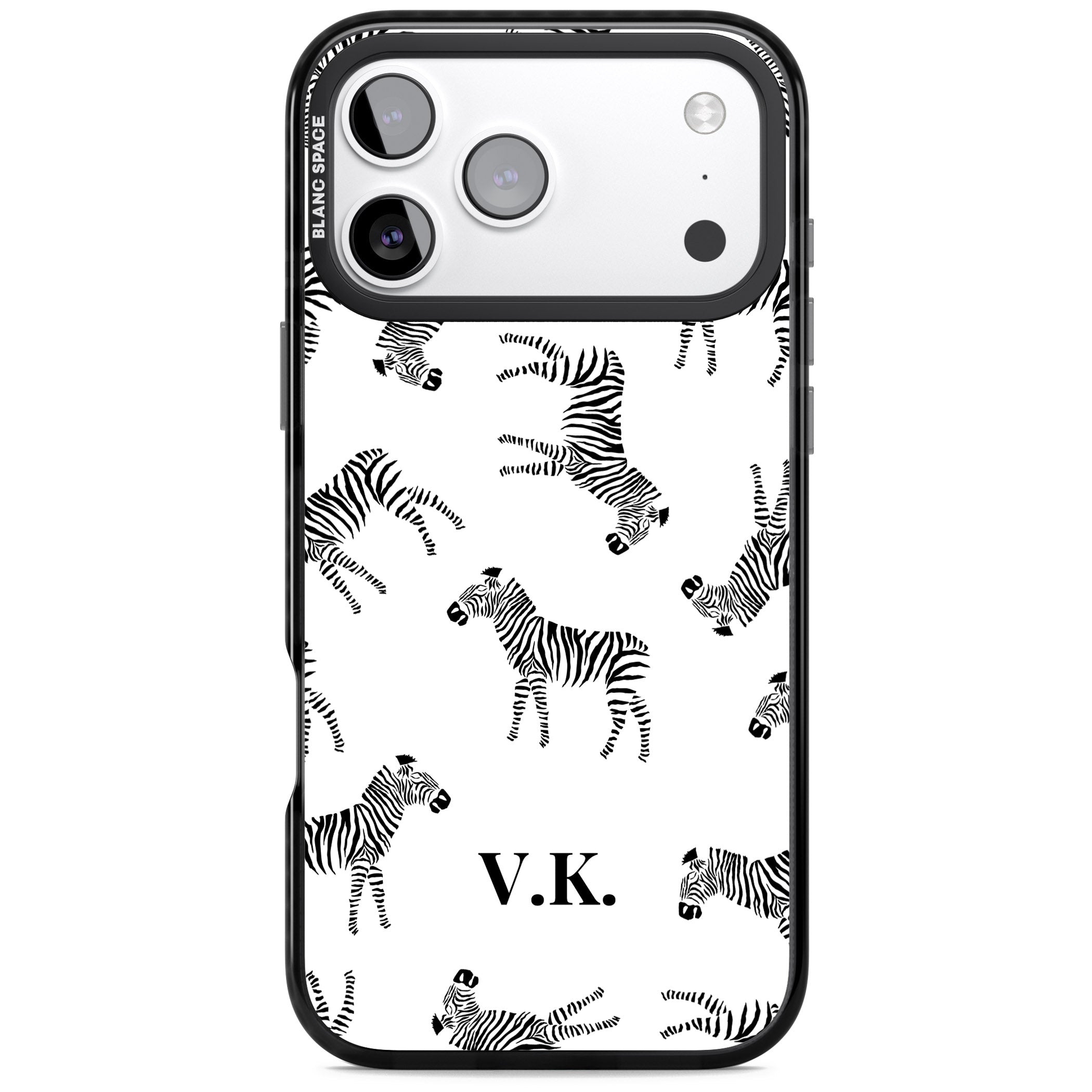 Personalised Zebra Pattern iPhone 17 Pro Impact Pro Black Phone Case