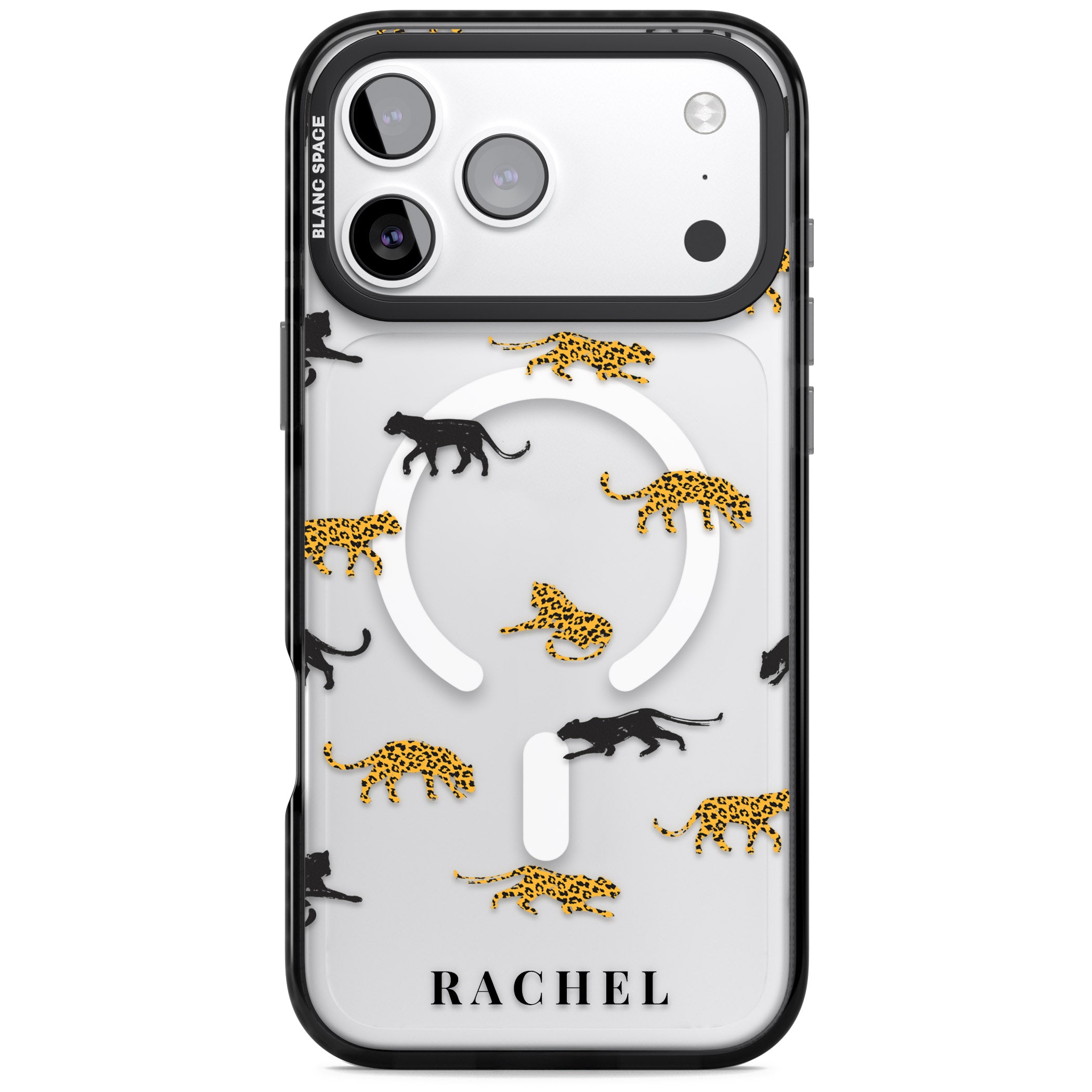 Personalised Jaguar Pattern iPhone 17 Pro Impact Pro Black Phone Case