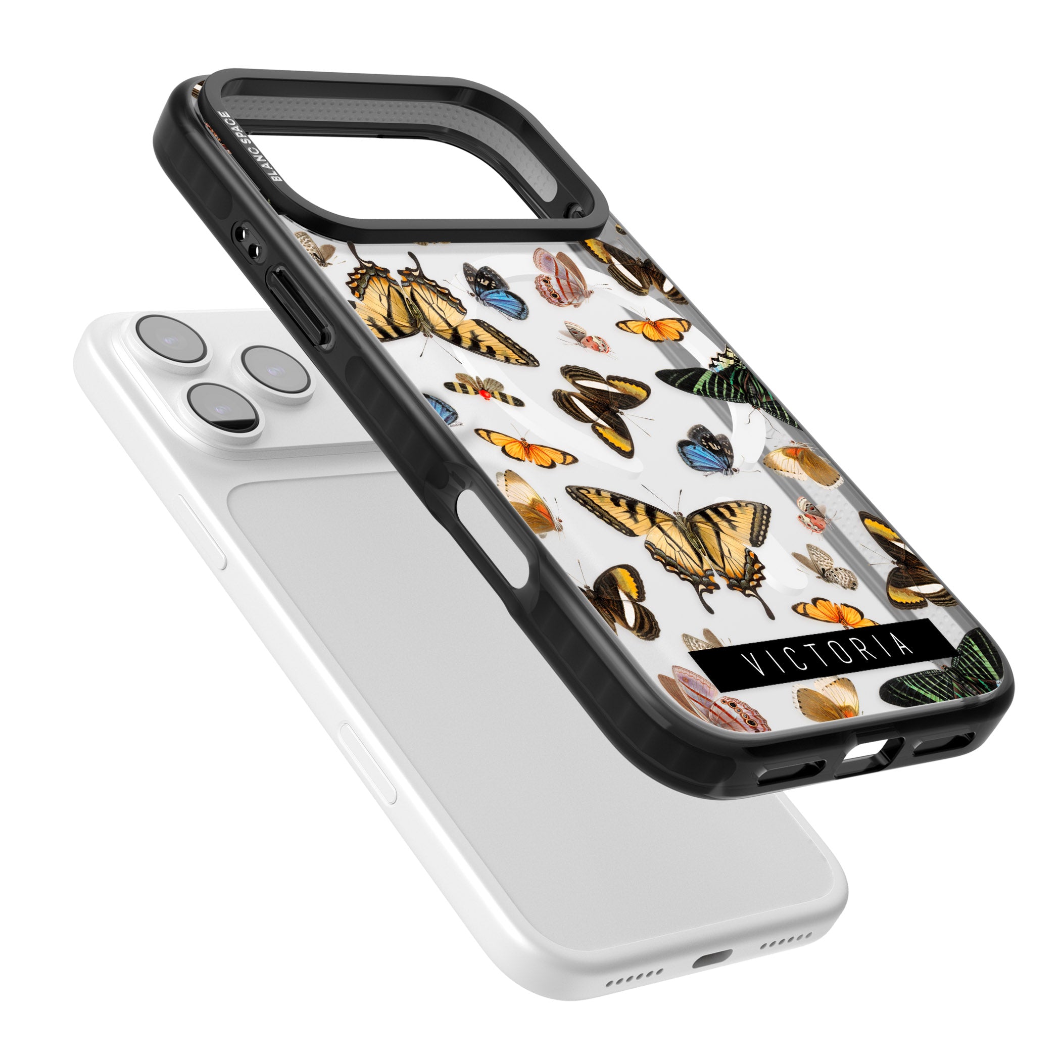 Personalised Butterfly Archive iPhone 17 Pro Impact Pro Black Phone Case Colours