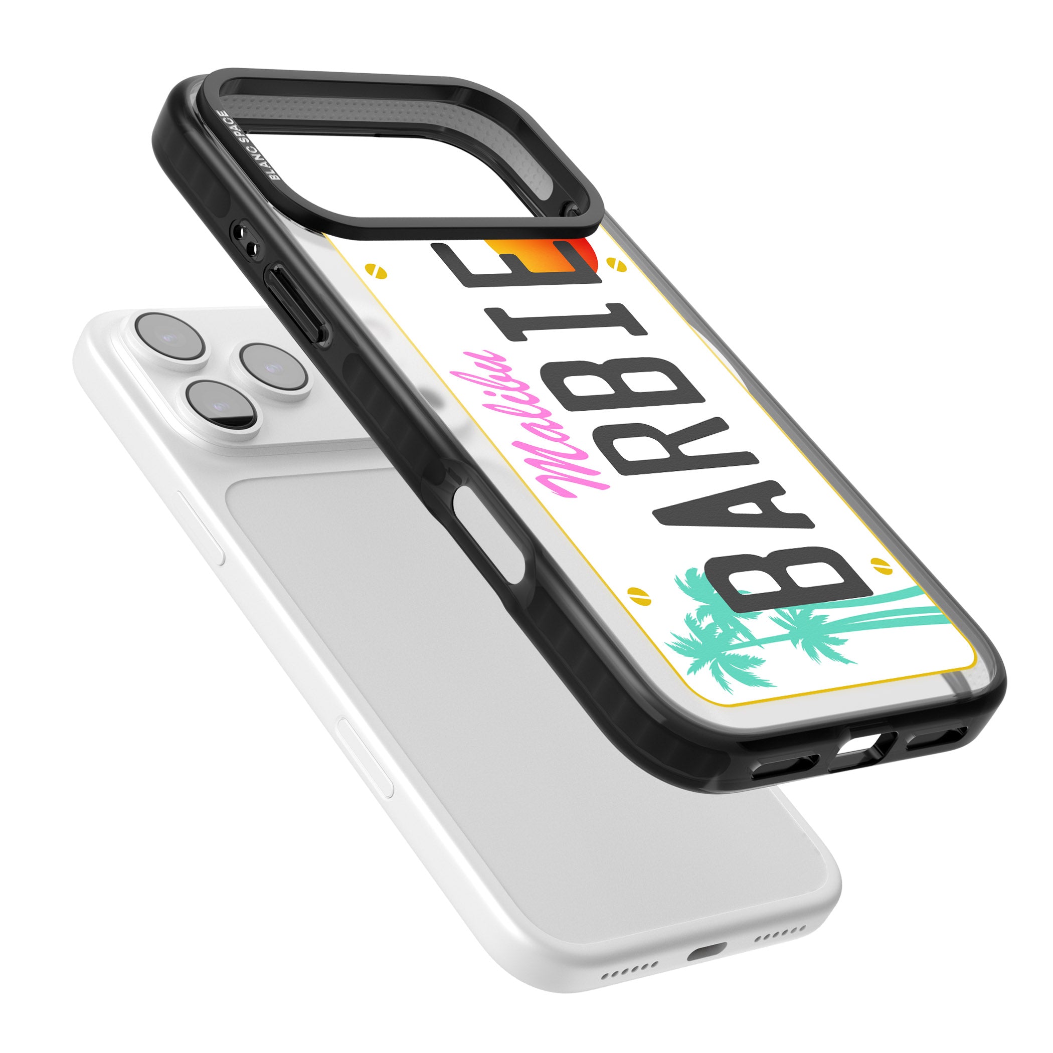 Personalised Malibu License Plate iPhone 17 Pro Impact Pro Black Phone Case Colours