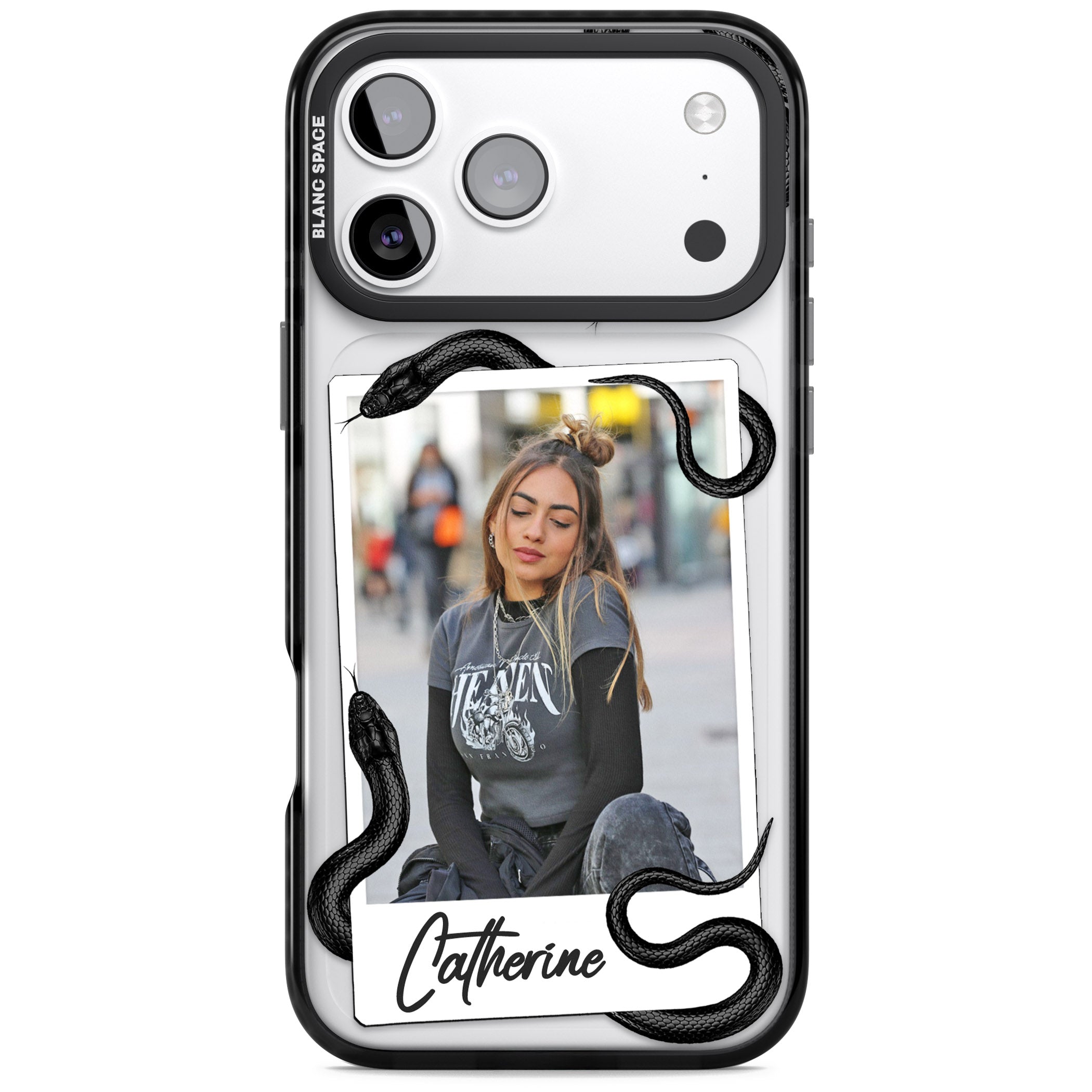 Personalised Snake Instant Photo iPhone 17 Pro Impact Pro Black Phone Case