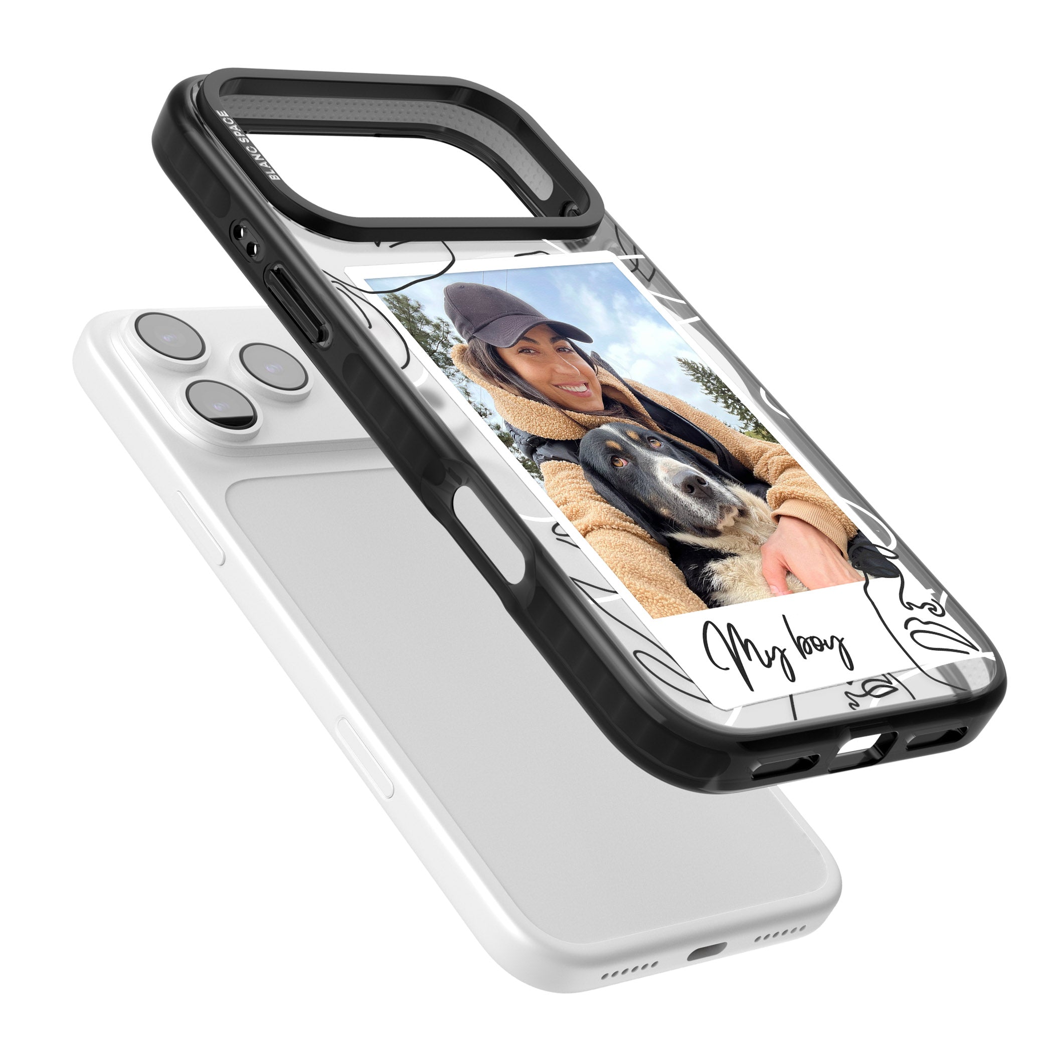 Personalised Abstract Faces Instant Photo iPhone 17 Pro Impact Pro Black Phone Case Colours