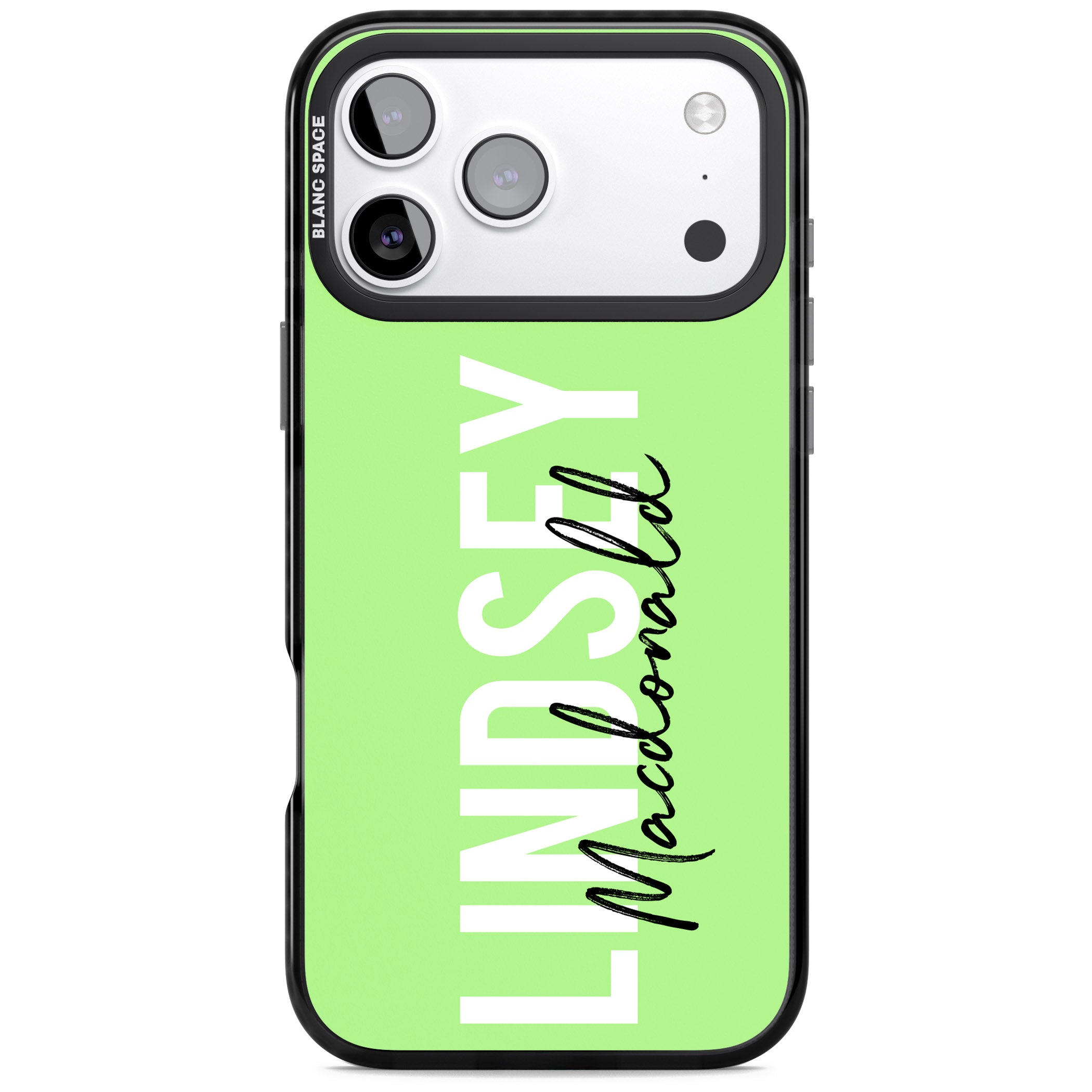 Personalised Bold Name: Lime iPhone 17 Pro Impact Pro Black Phone Case
