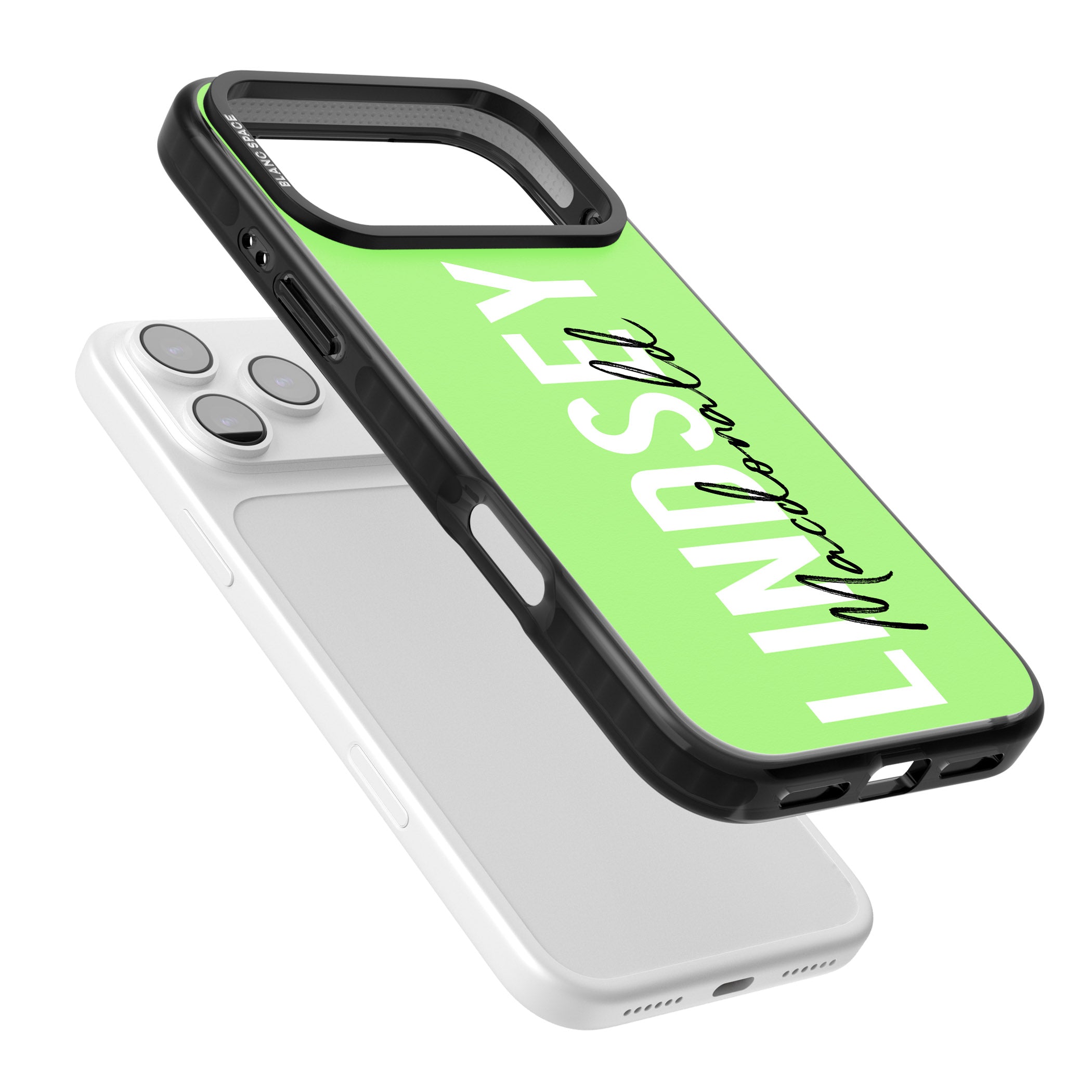 Personalised Bold Name: Lime iPhone 17 Pro Impact Pro Black Phone Case Colours
