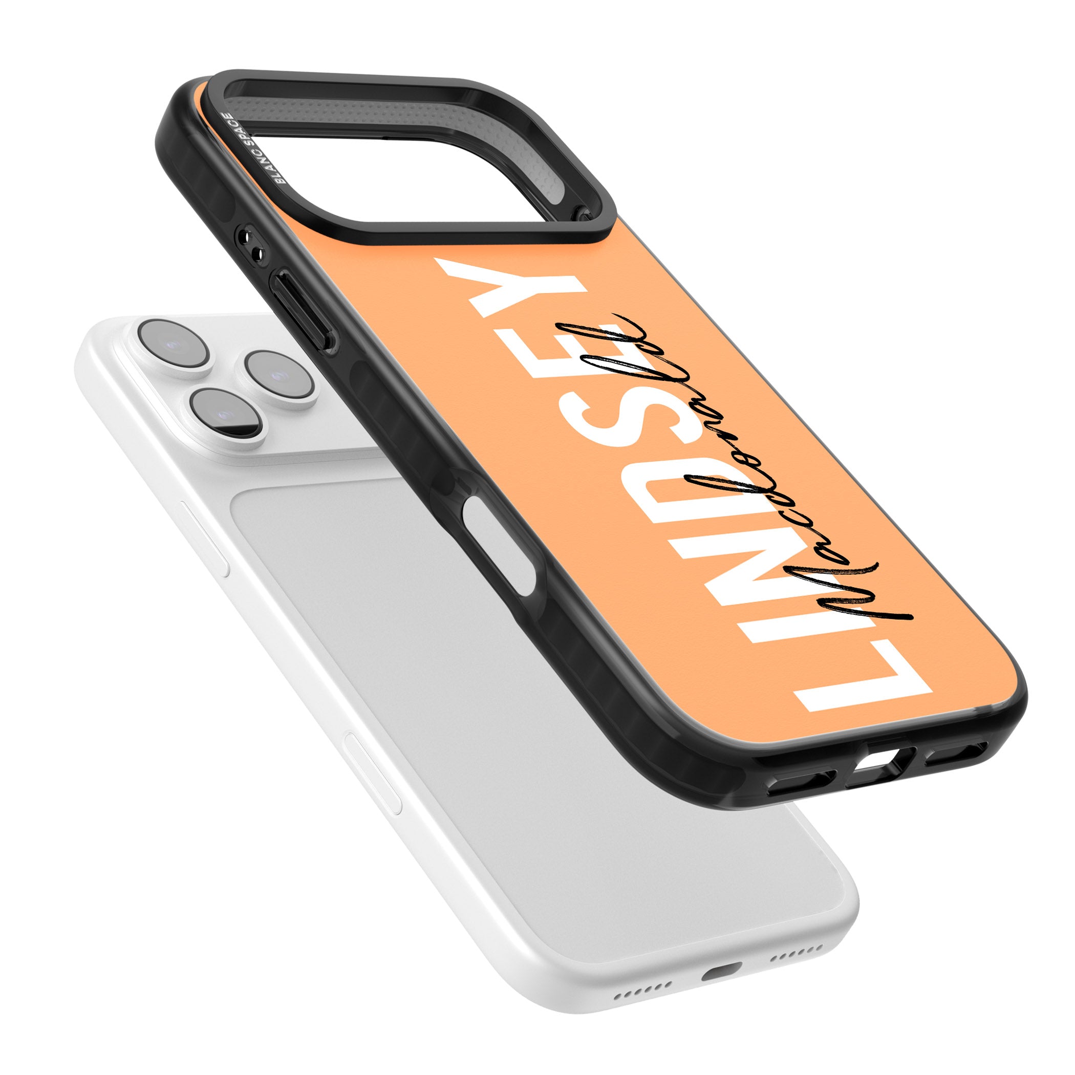 Personalised Bold Name: Peach iPhone 17 Pro Impact Pro Black Phone Case Colours